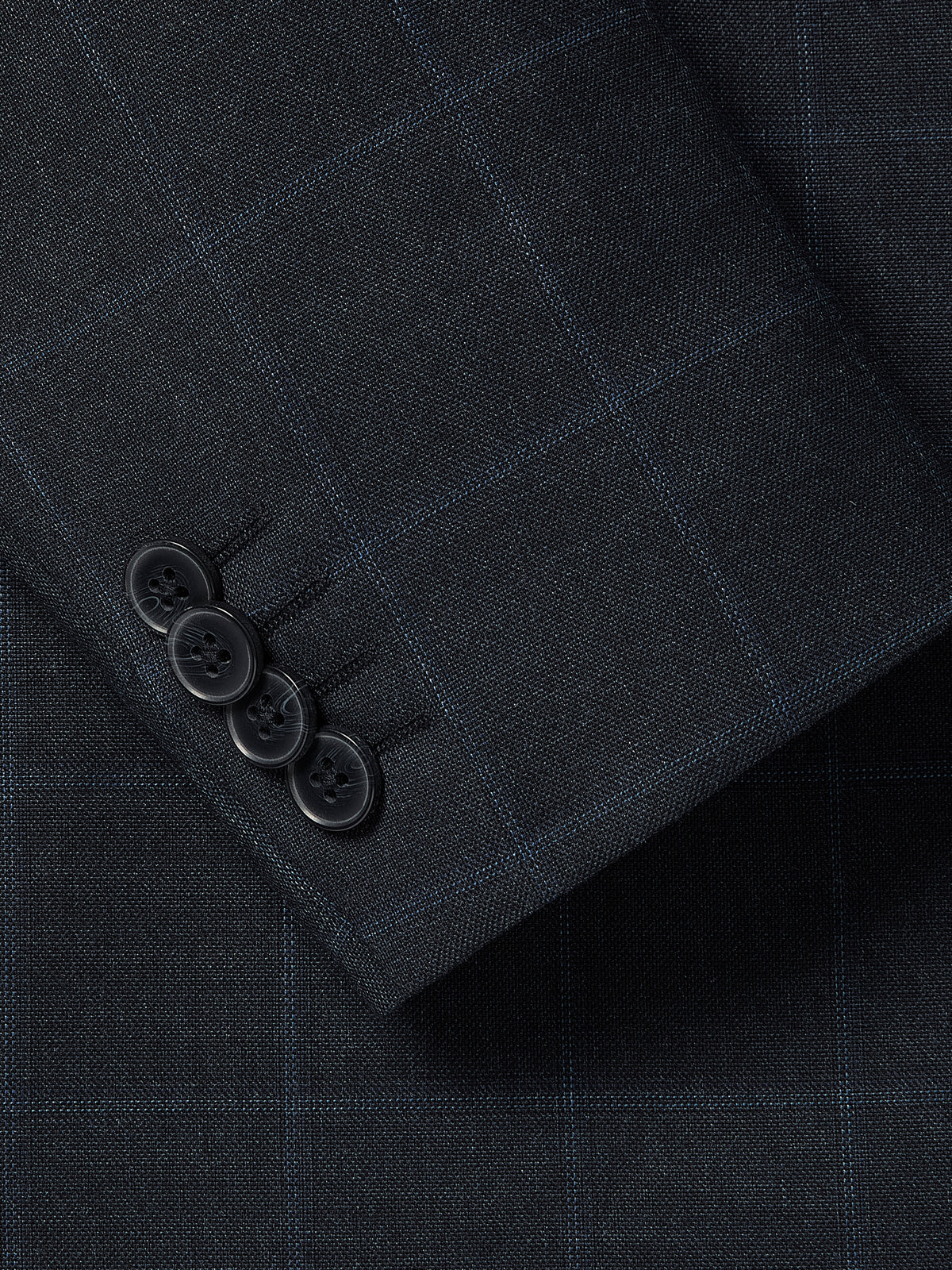 Slim-Fit Navy Windowpane Suit Blazer