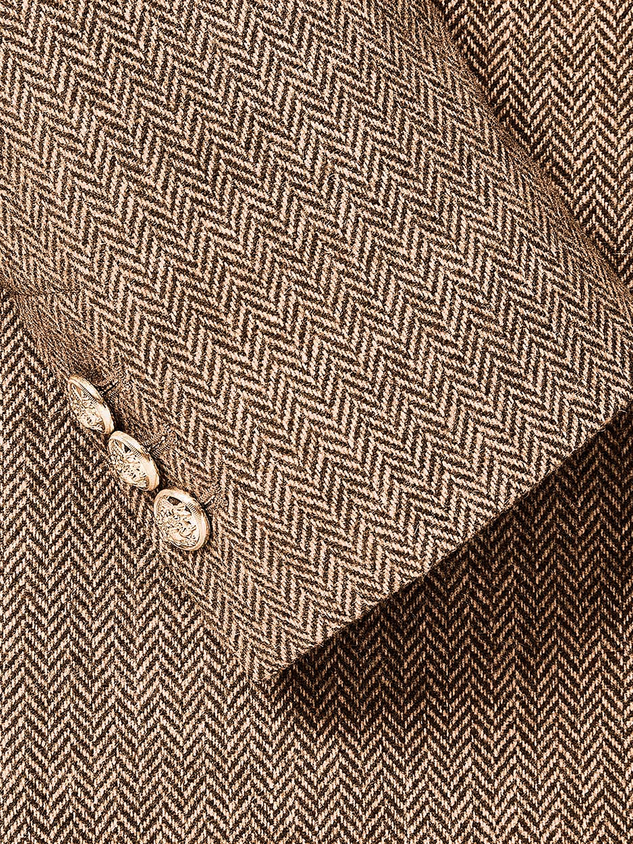 Herringbone Wool-Blend Oversized One-Button Blazer