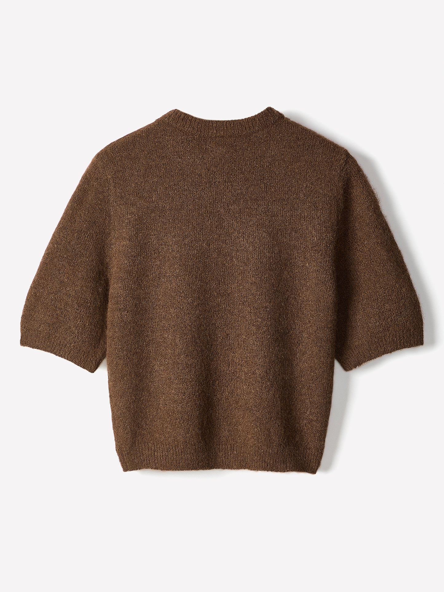 Knit Sweater Striped Hairy Short Sleeve