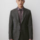 Slim Fit Wool Blend Charcoal Check Blazer