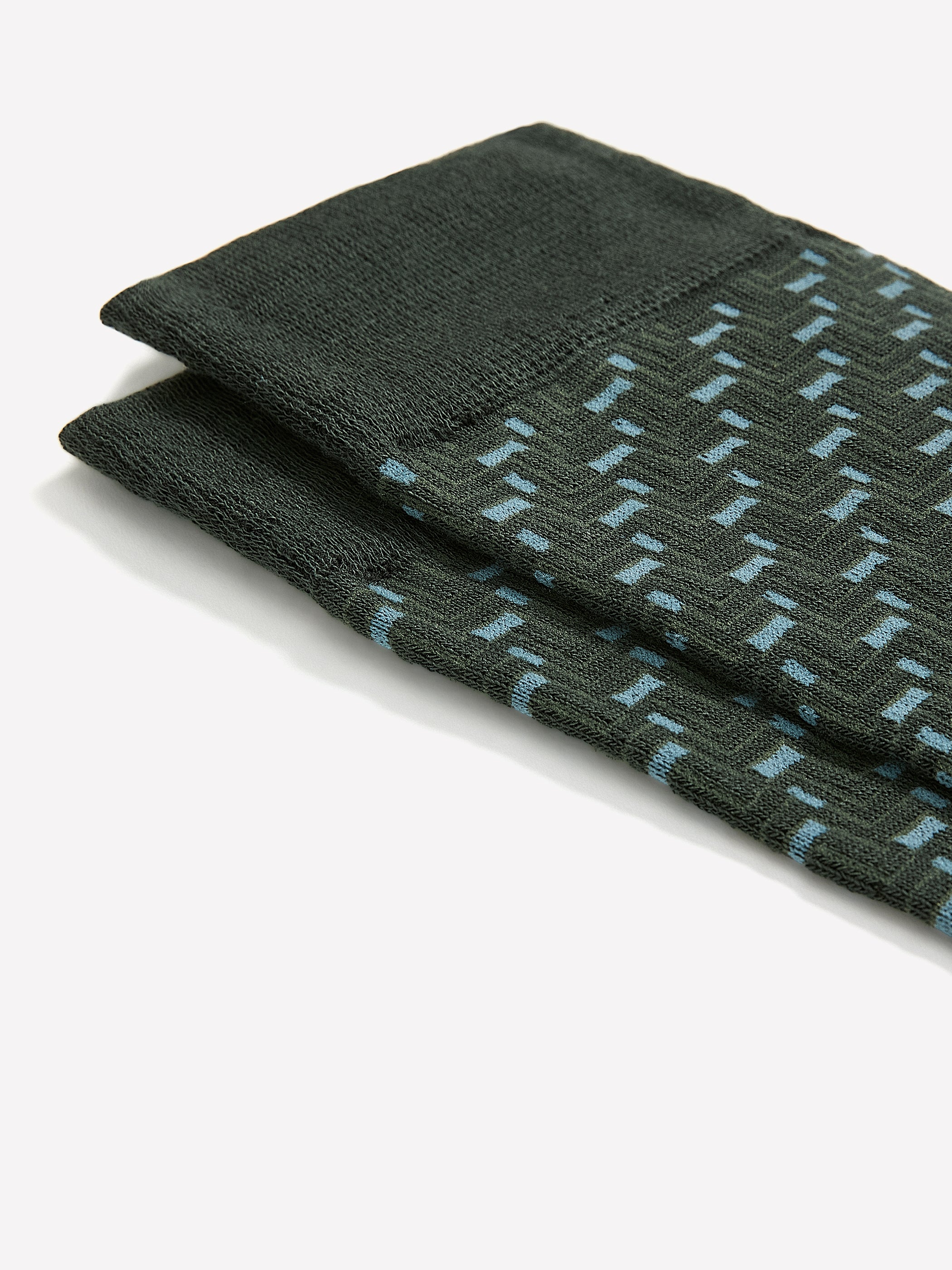 Green Dress Socks with Geo Pattern