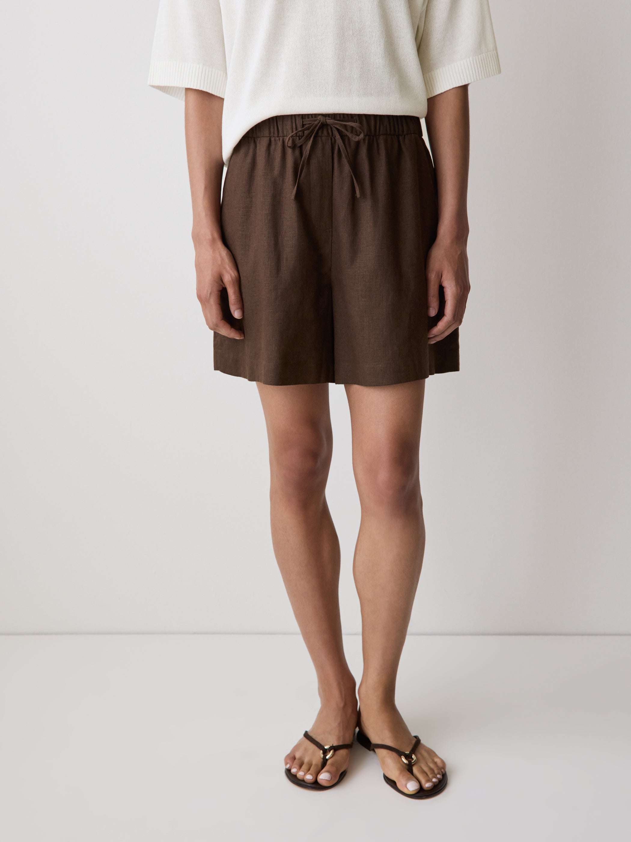 Linen-Blend Mid-Rise Pull-On Short