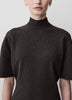 Short-Sleeve Mock-Neck Mini Sweater Dress