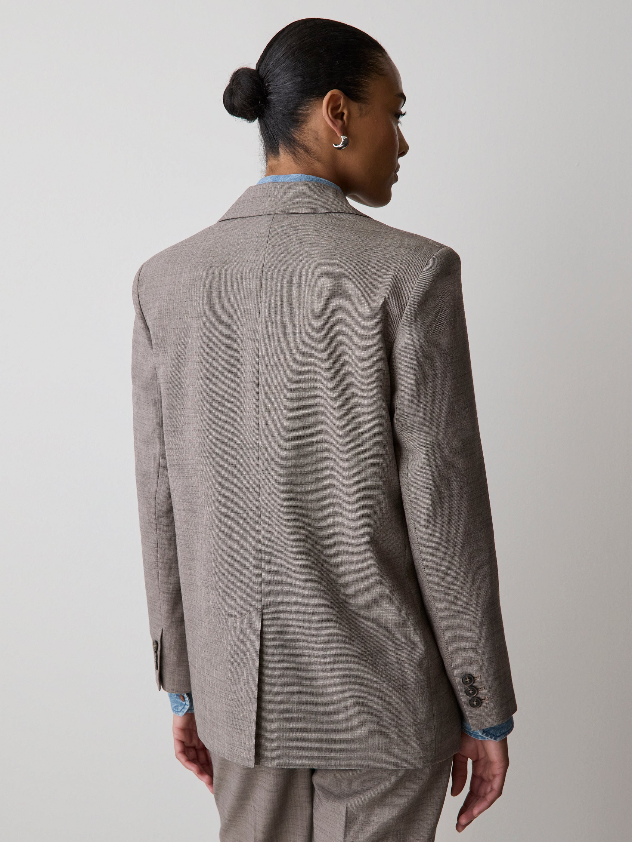 Taupe Oversized One-Button Blazer