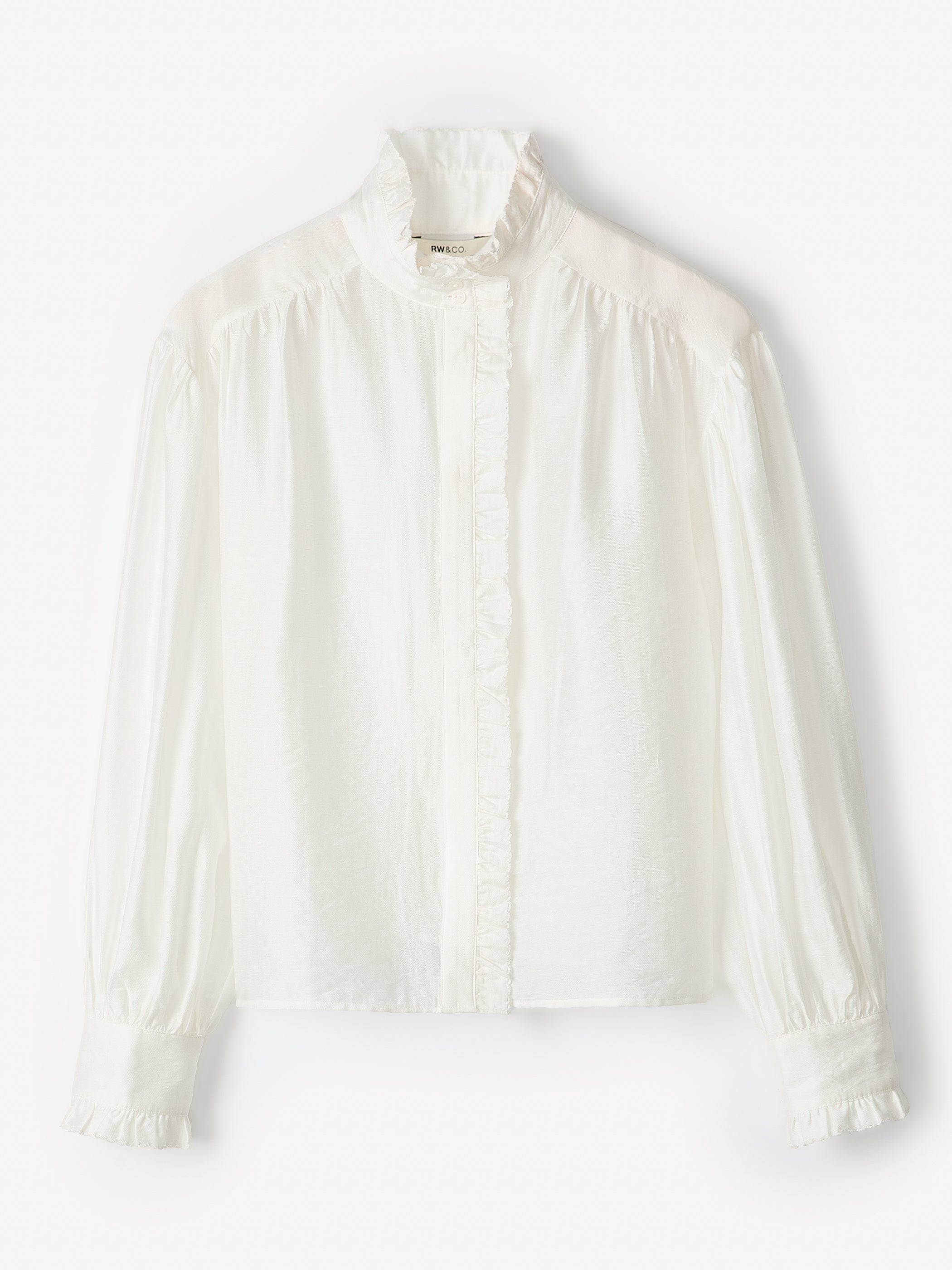 Blouse à Volants à Manches Longues et Col Rond