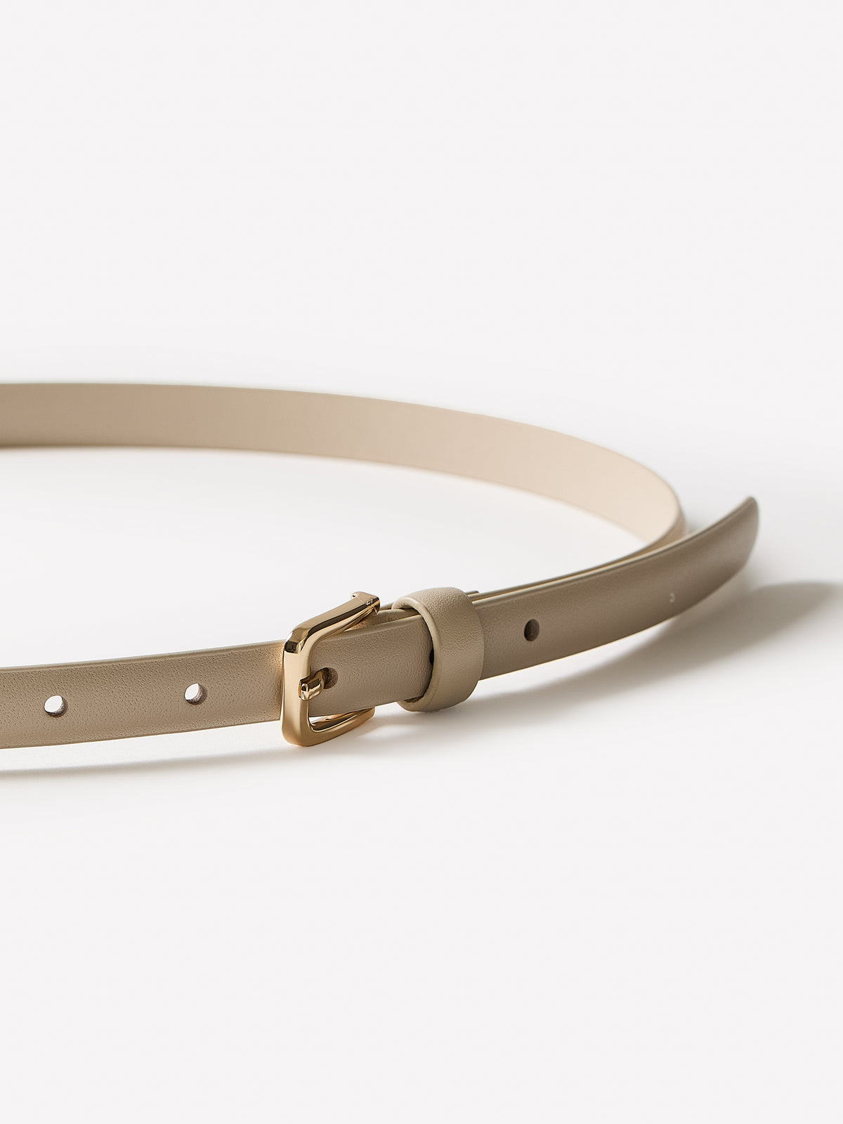 Slim Leather Belt with Square Buckle