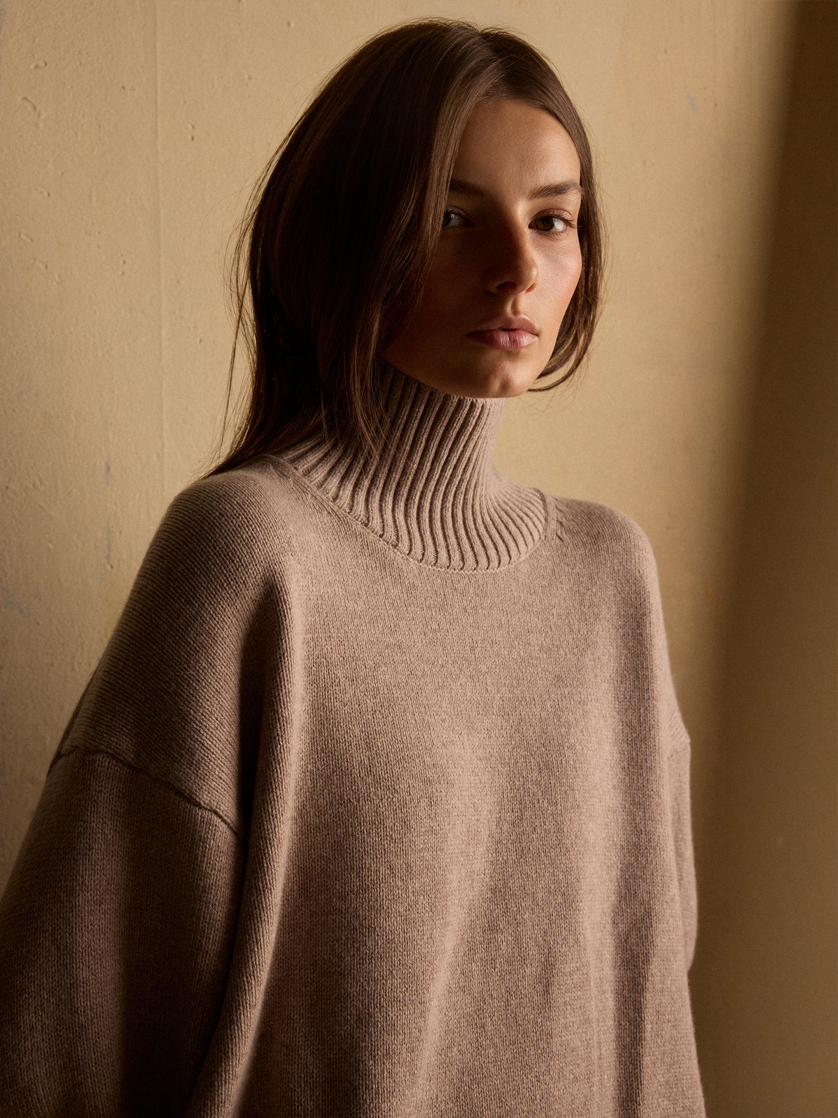 Long-Sleeve Mock-Neck Merino-Blend Sweater