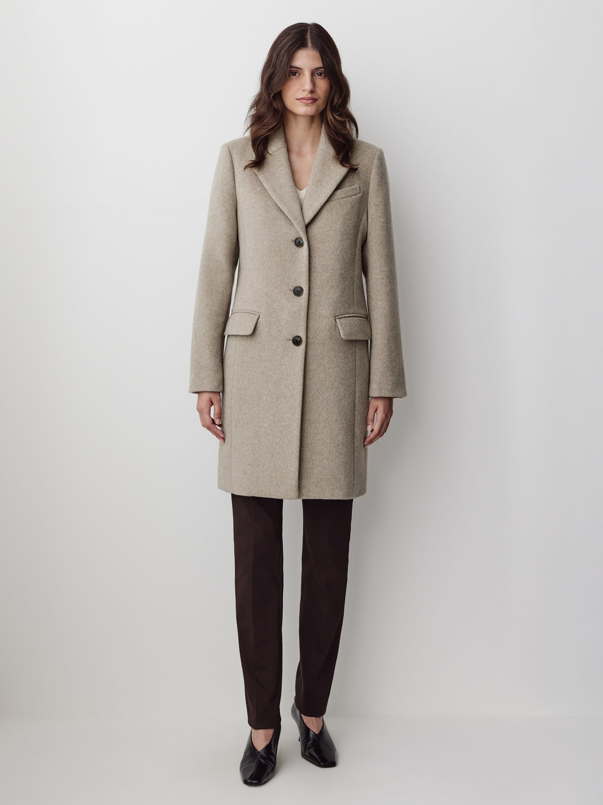 Classic Wool-Blend Three-Button Coat
