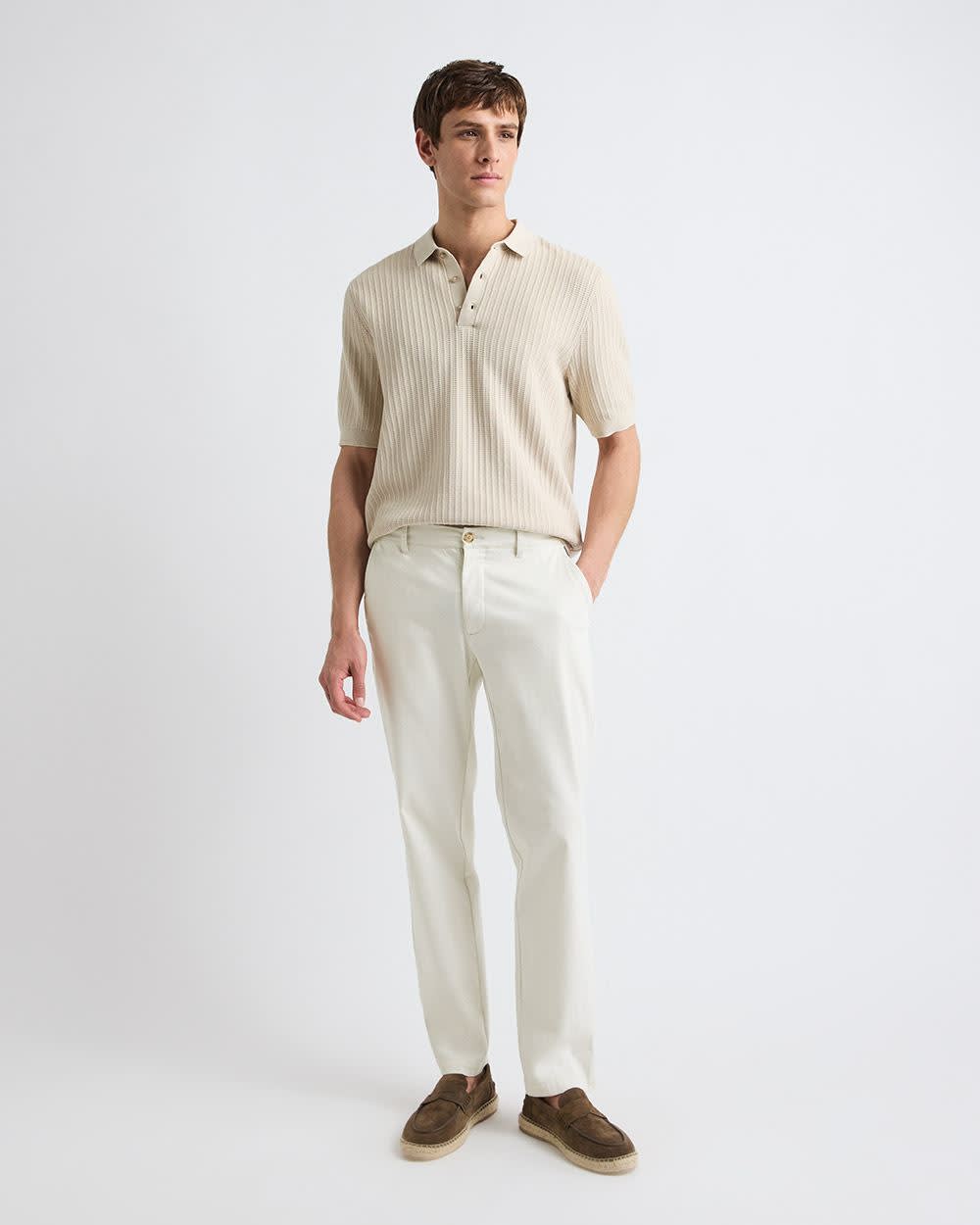 Pull Polo Texturé à Manches Courtes