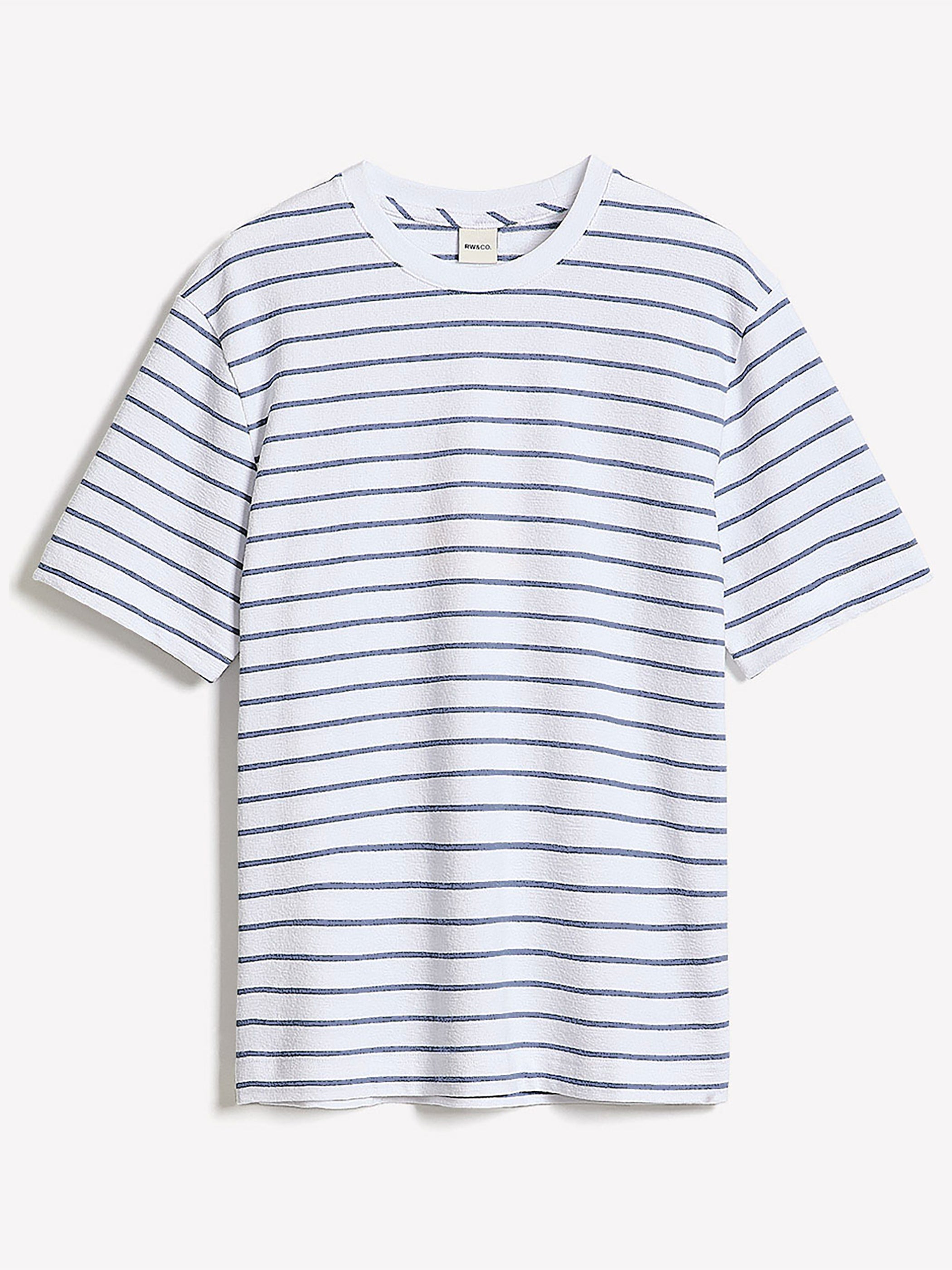 T-Shirt Rayé à Manches Courtes et Col Rond