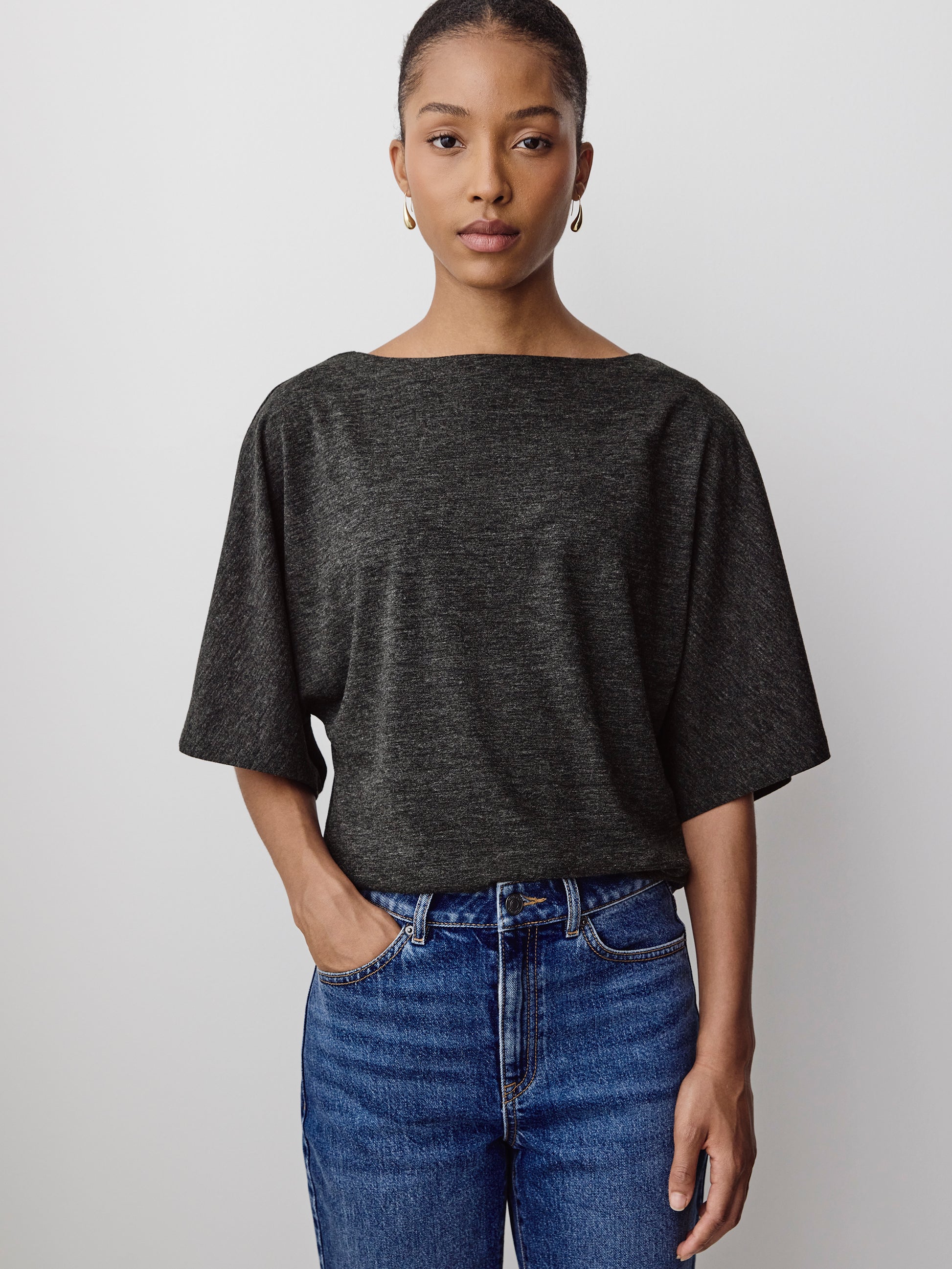 Knit Pullover Dolman Sleeve Top