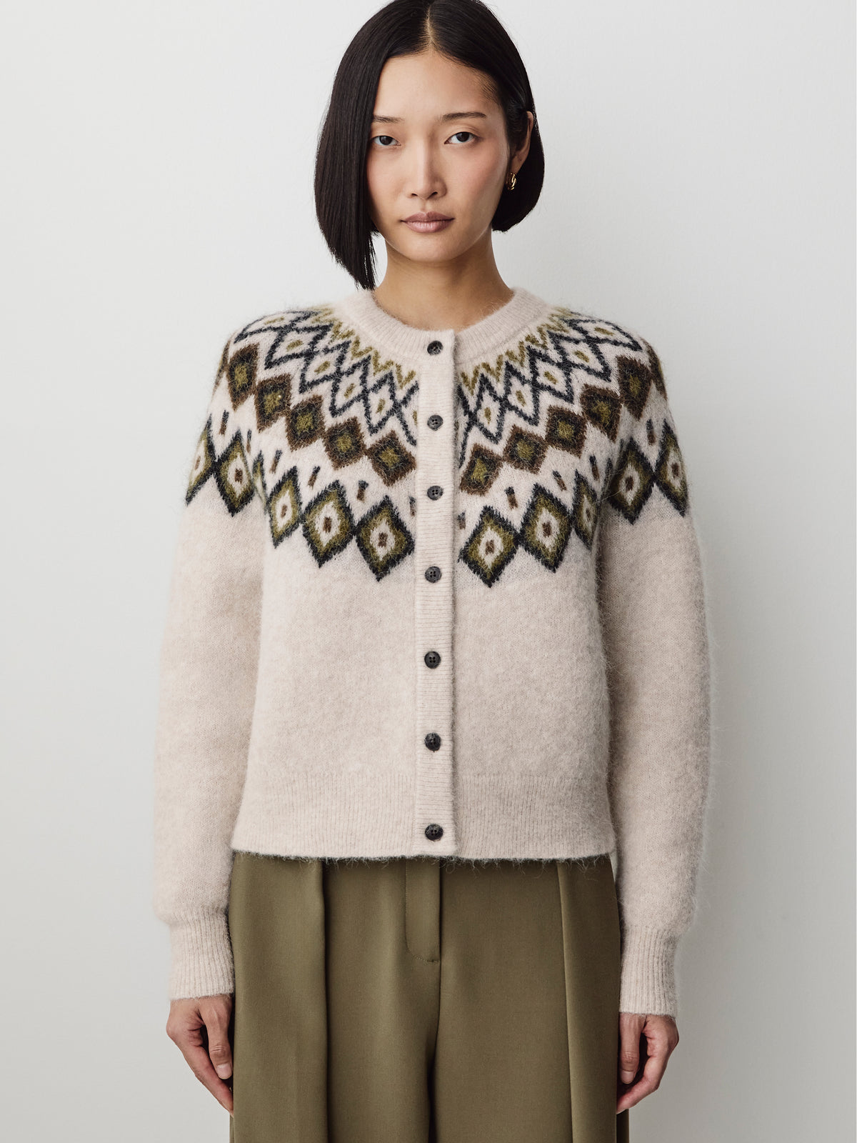 Alpaca Blend Fairisle Cardigan with Merino Wool