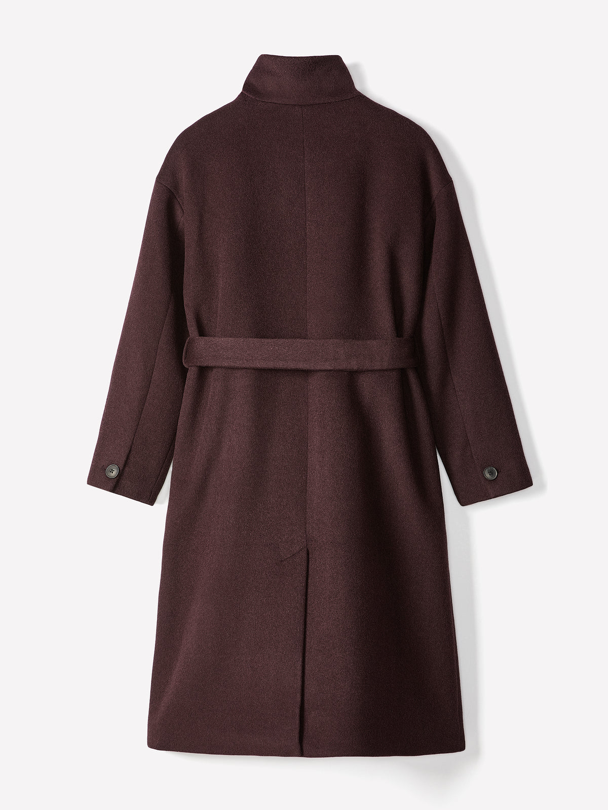 Wool Blend Funnel Neck Long Coat