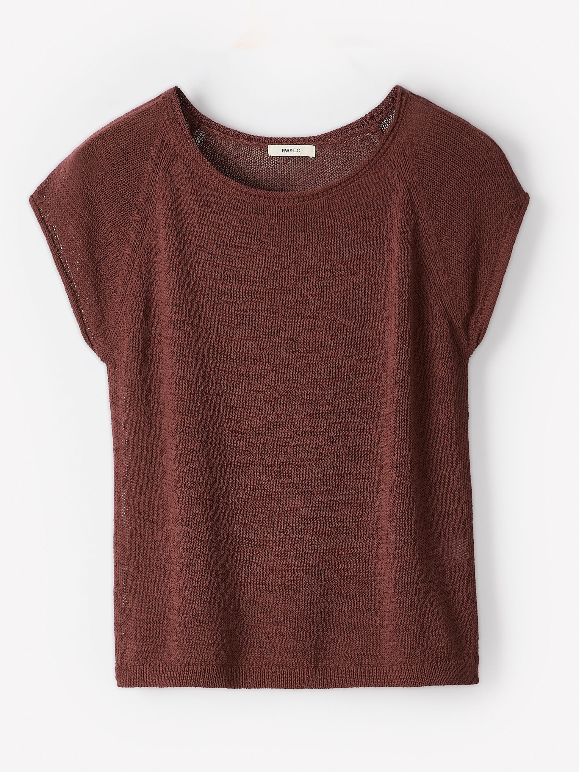 Cap-Sleeve Tape-Yarn Sweater