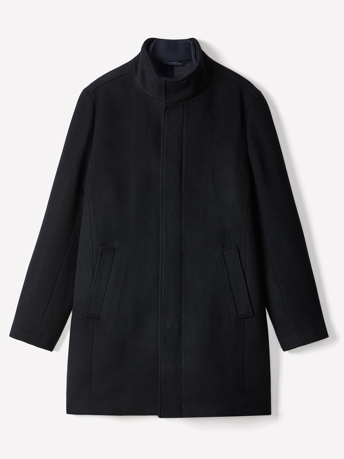 Wool Blend Funnel Topcoat for Men