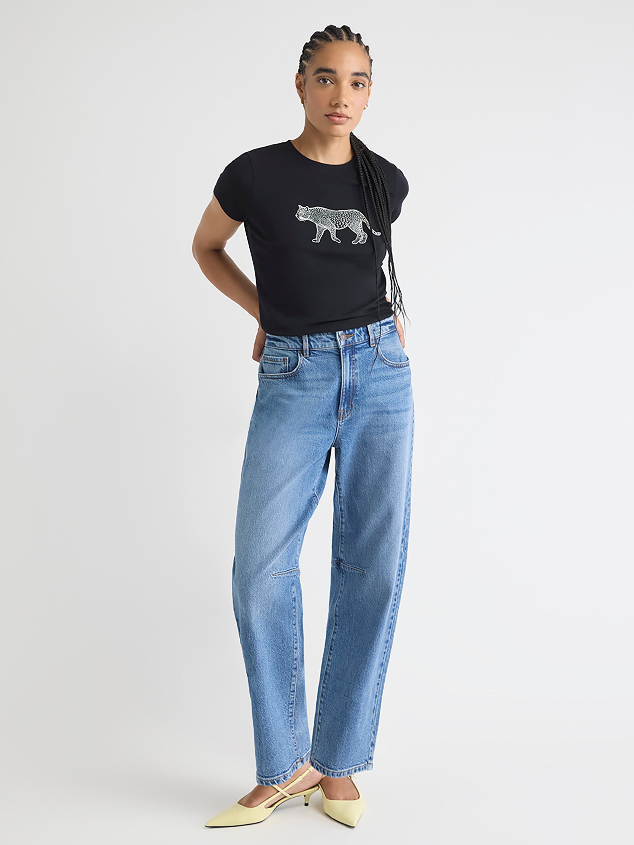 T-Shirt à Manches Courtes et Col Rond en Coton Biologique