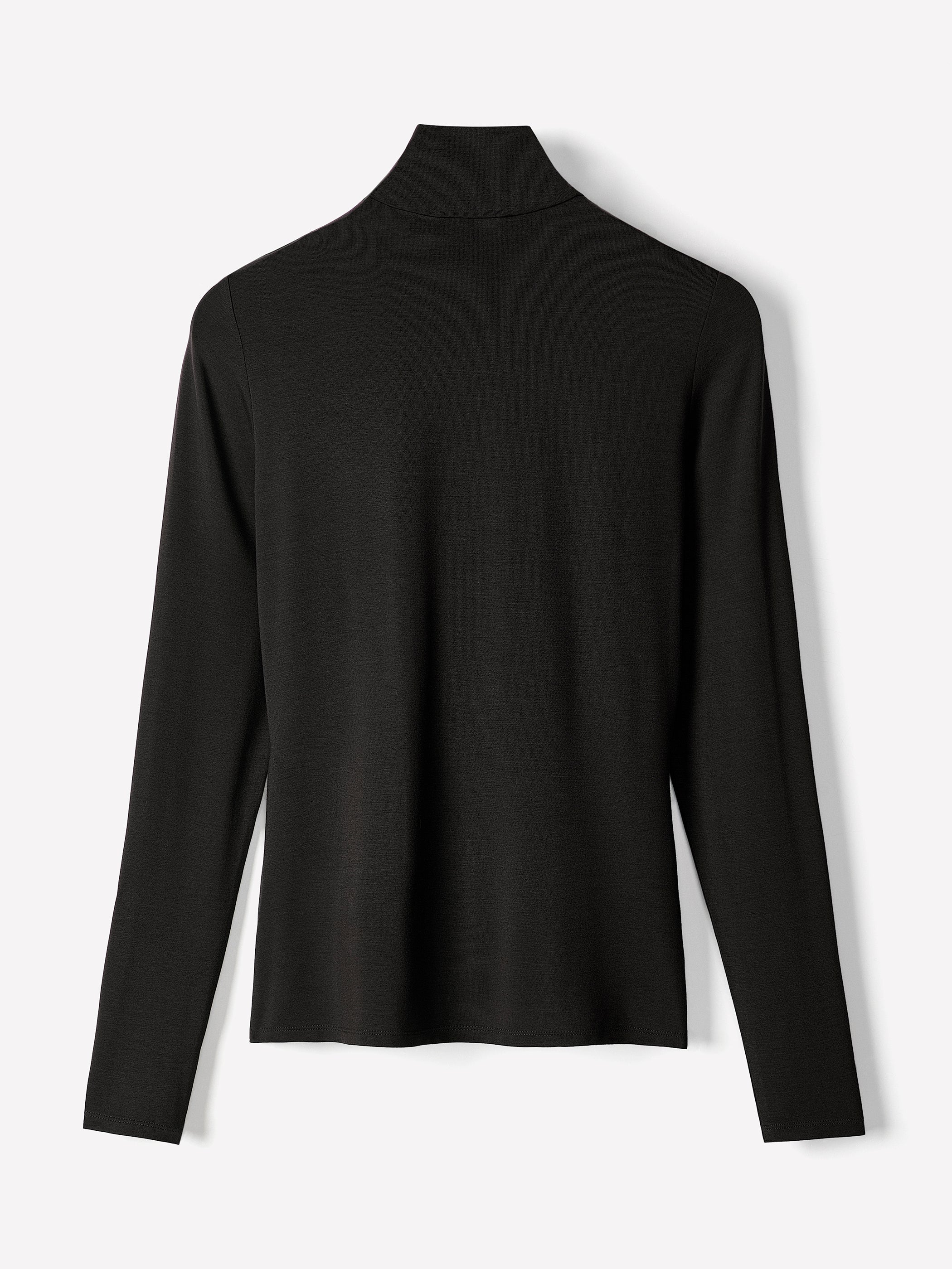 Knit Pullover Fitted Stretch Viscose Mock Neck