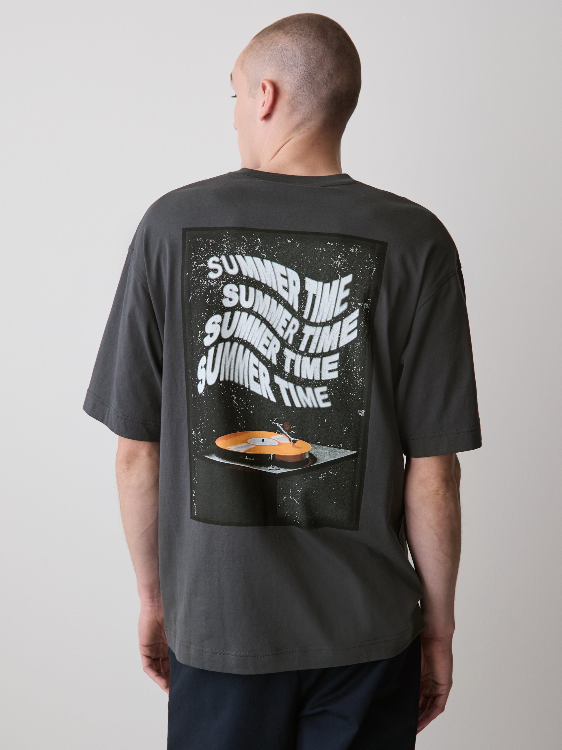 Oversized Short-Sleeve Crew-Neck Tee with Print