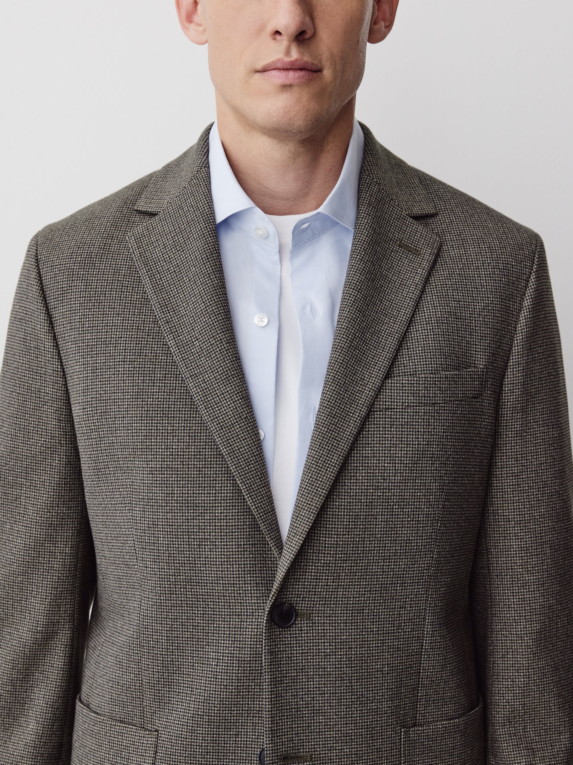Slim Fit Woven Houndstooth Blazer
