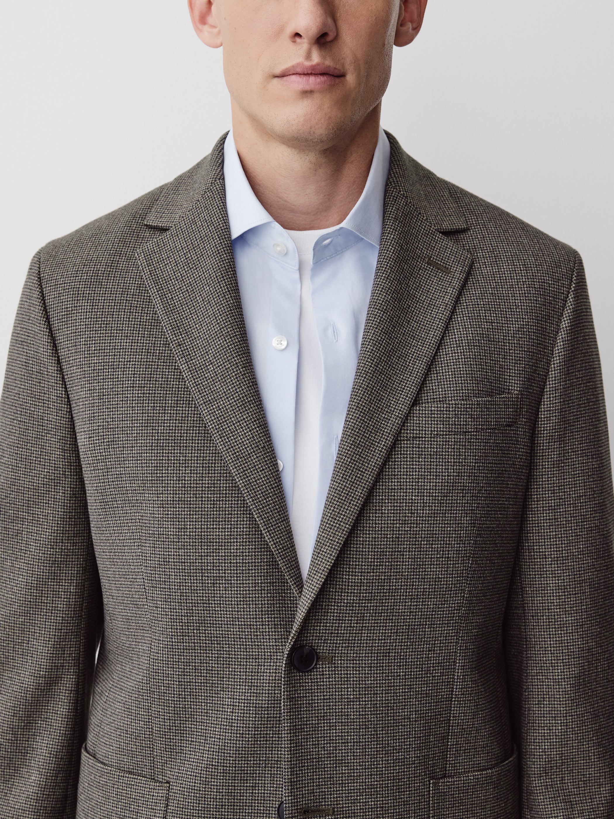 Slim Fit Woven Houndstooth Blazer