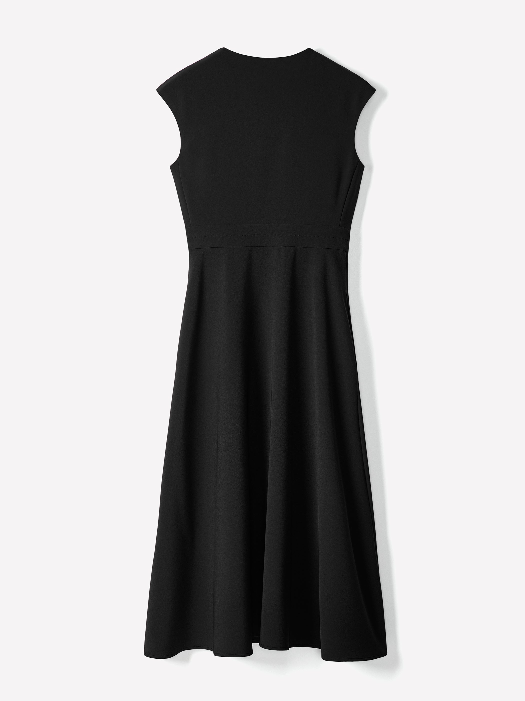 Extended-Sleeve V-Neck Wrap Midi Dress