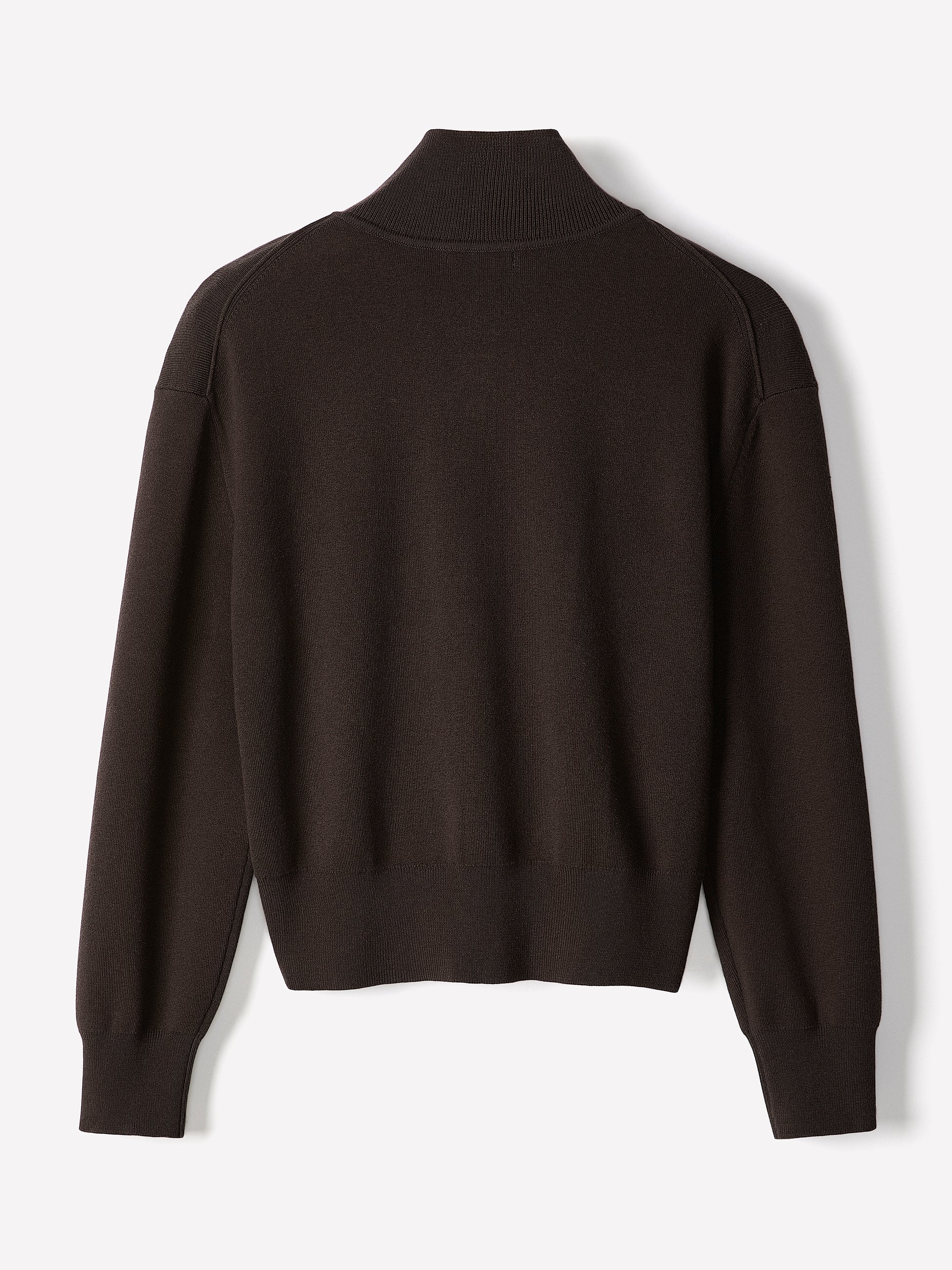 Knit Cardigan Cotton Nylon Blend Mock Neck