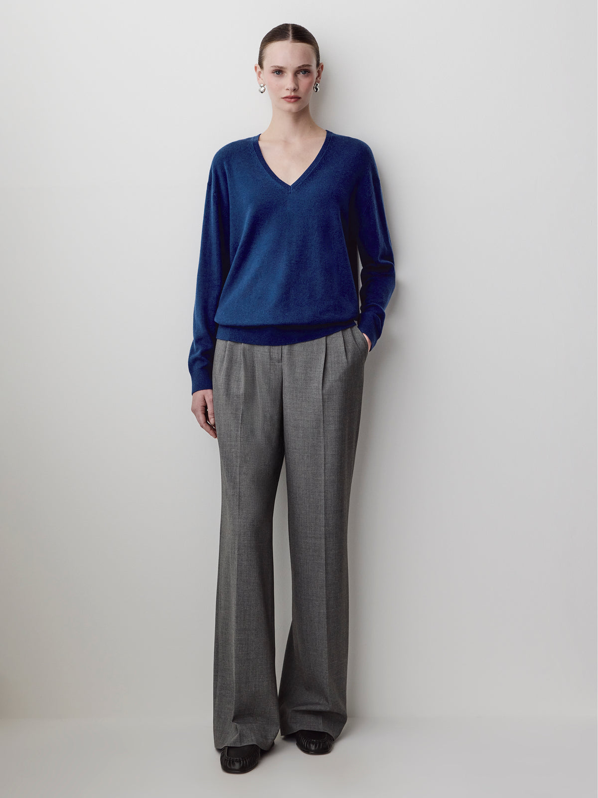 Long-Sleeve V-Neck Oversized Merino Sweater