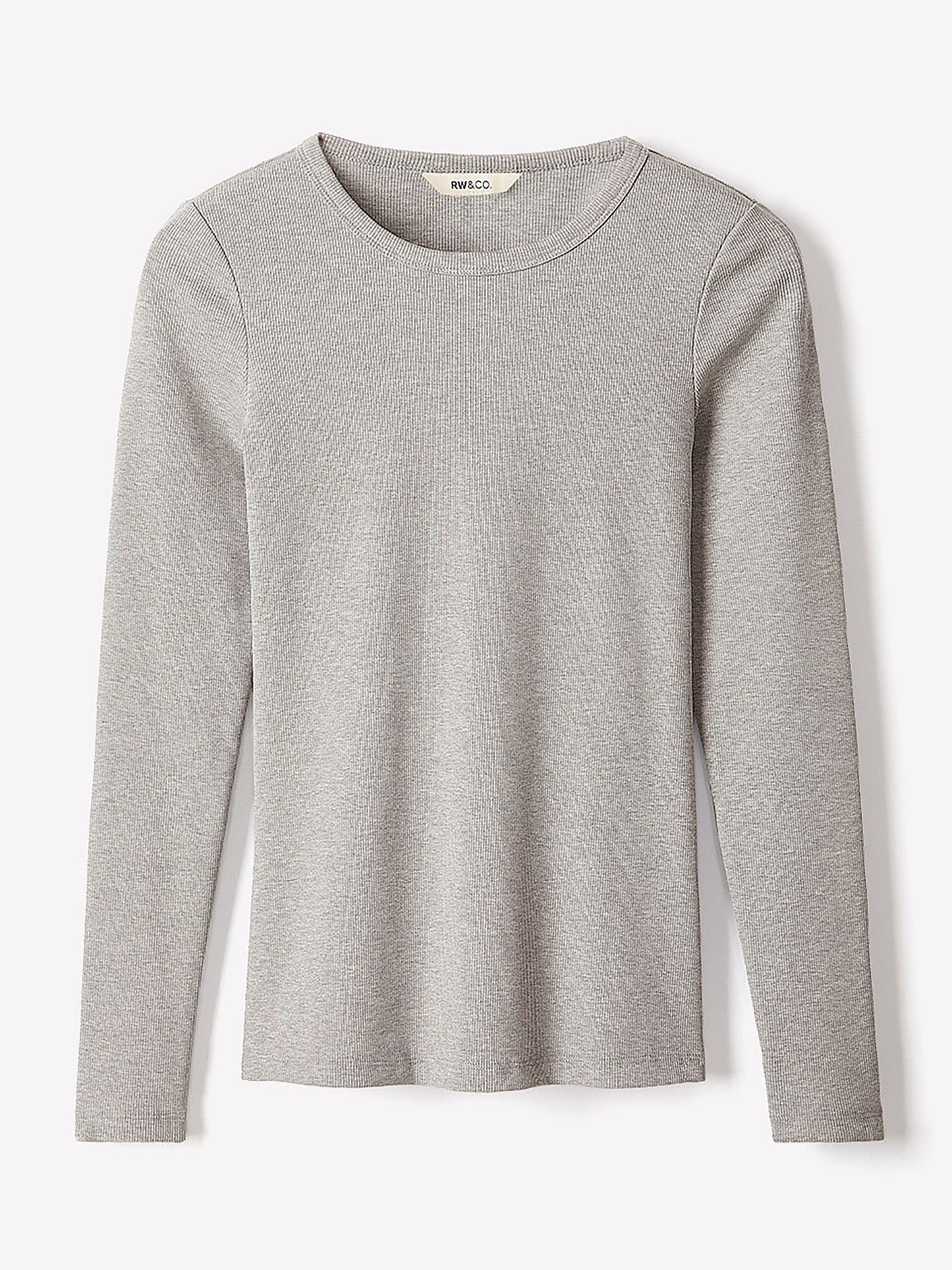 Long-Sleeve Crew-Neck Fitted Ribbed Tee