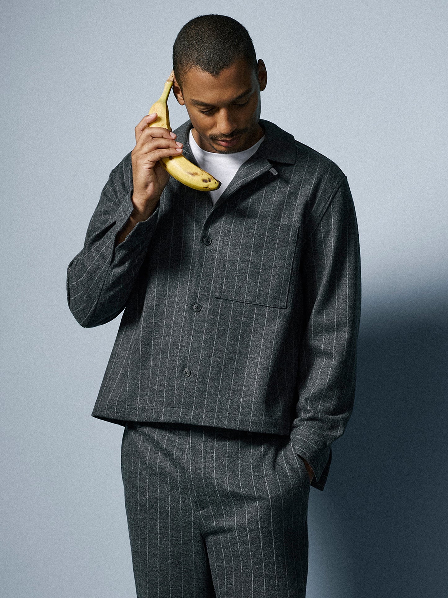 Men's Pinstripe Wool Blend Shacket