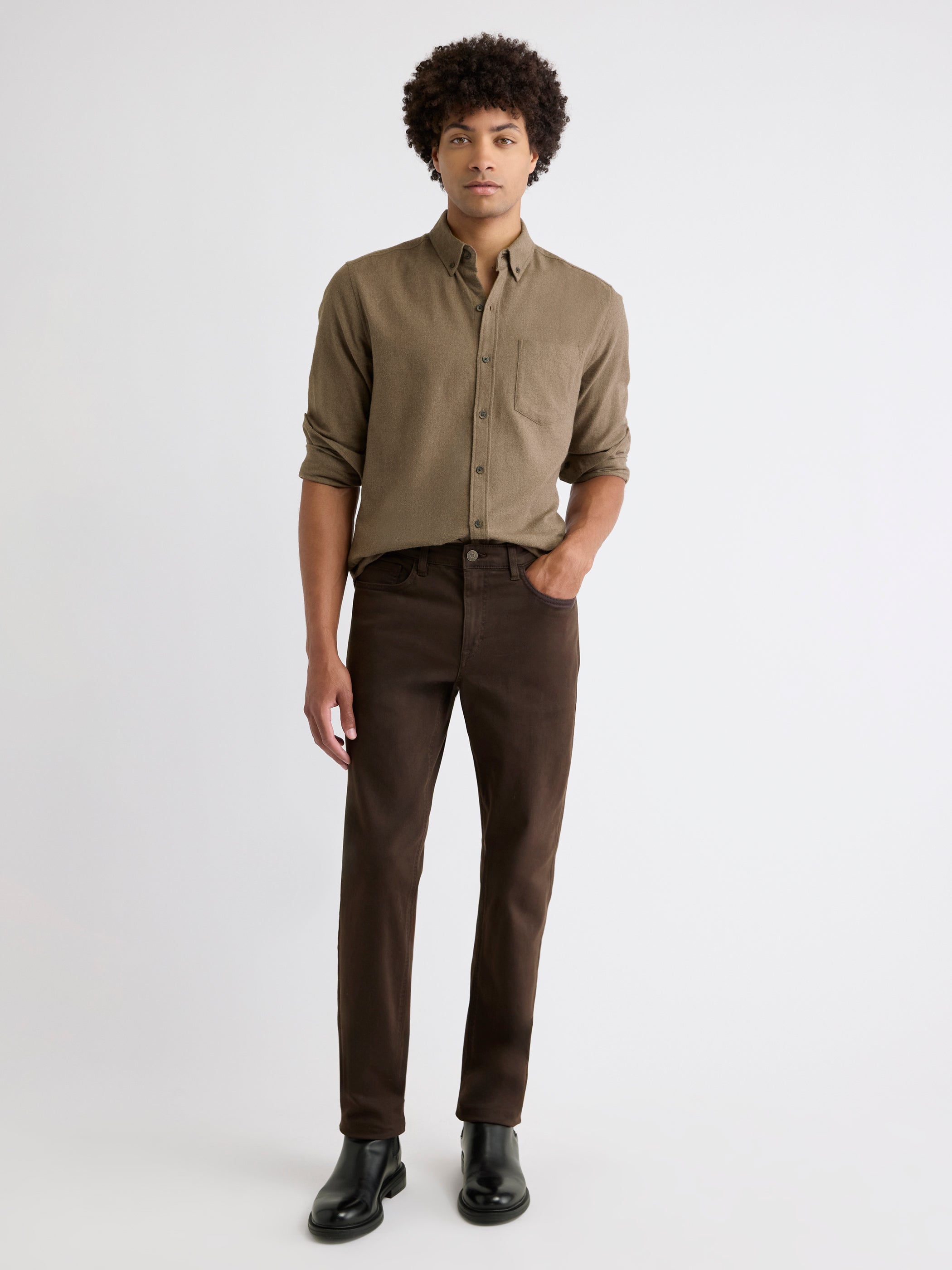 Slim-Fit Solid Flannel Shirt