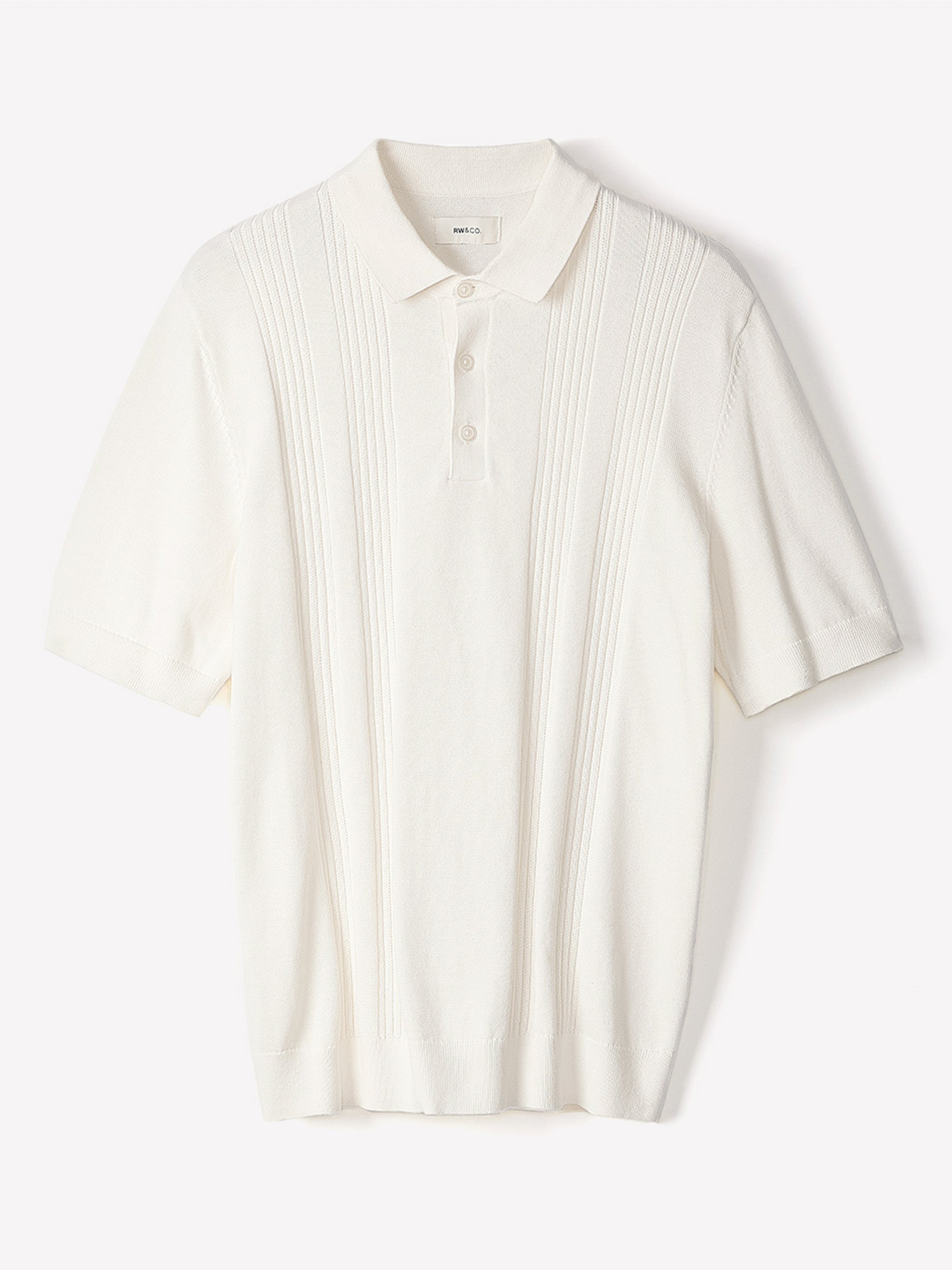 Short-Sleeve Cotton Polo with Vertical Stitches