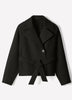 Woven Double Breasted Short Trench Coat