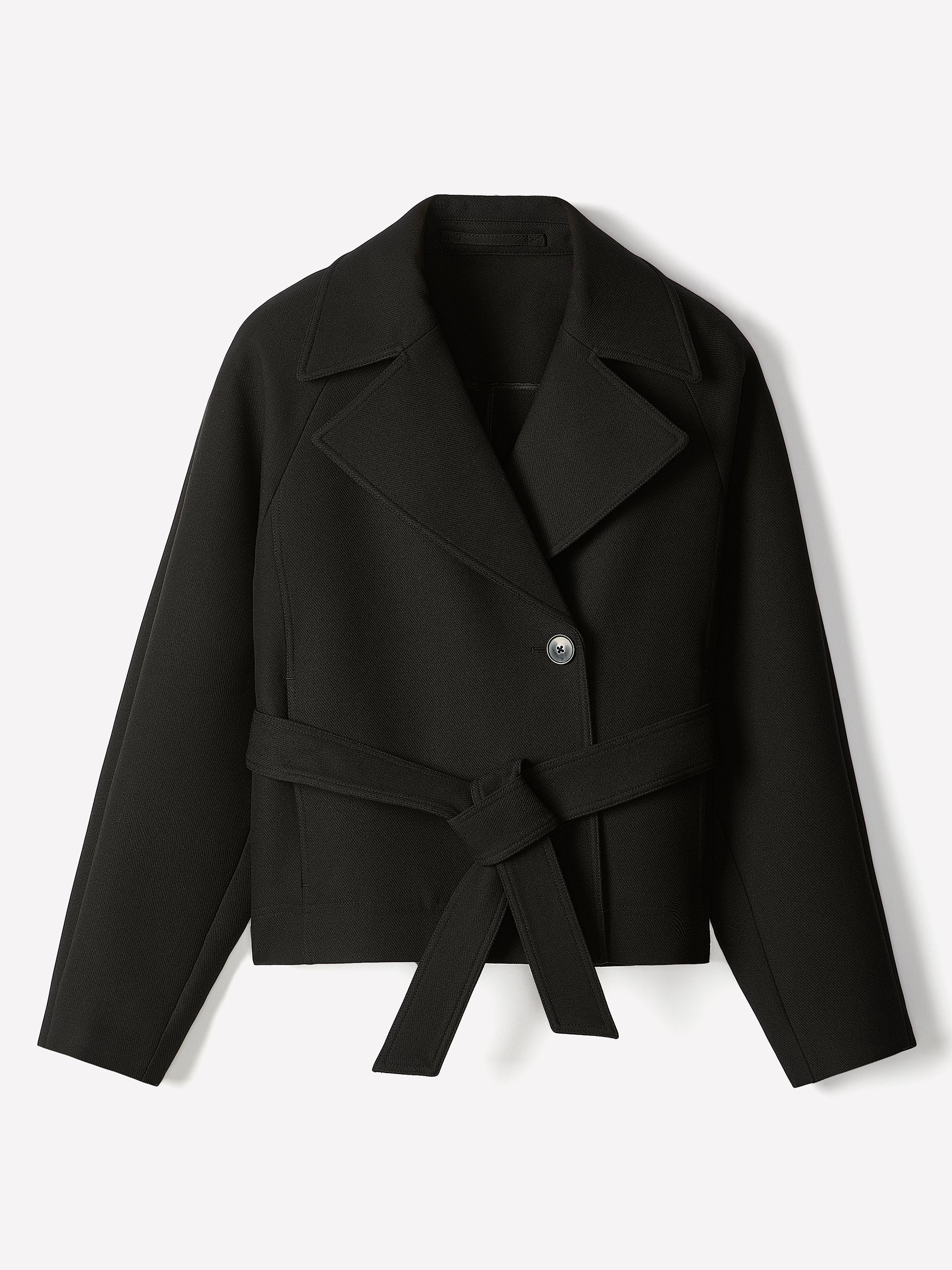 Woven Double Breasted Short Trench Coat