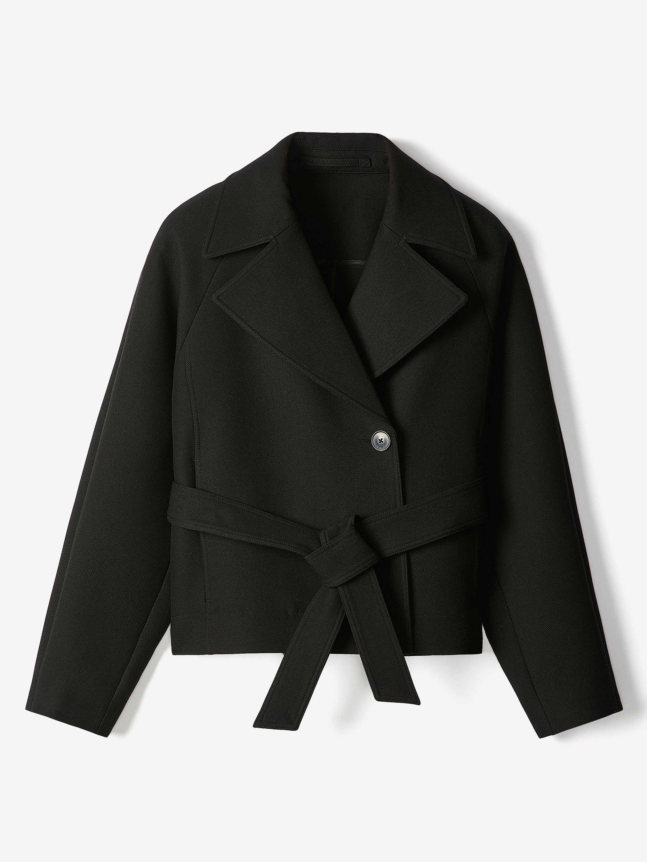 Woven Double Breasted Short Trench Coat