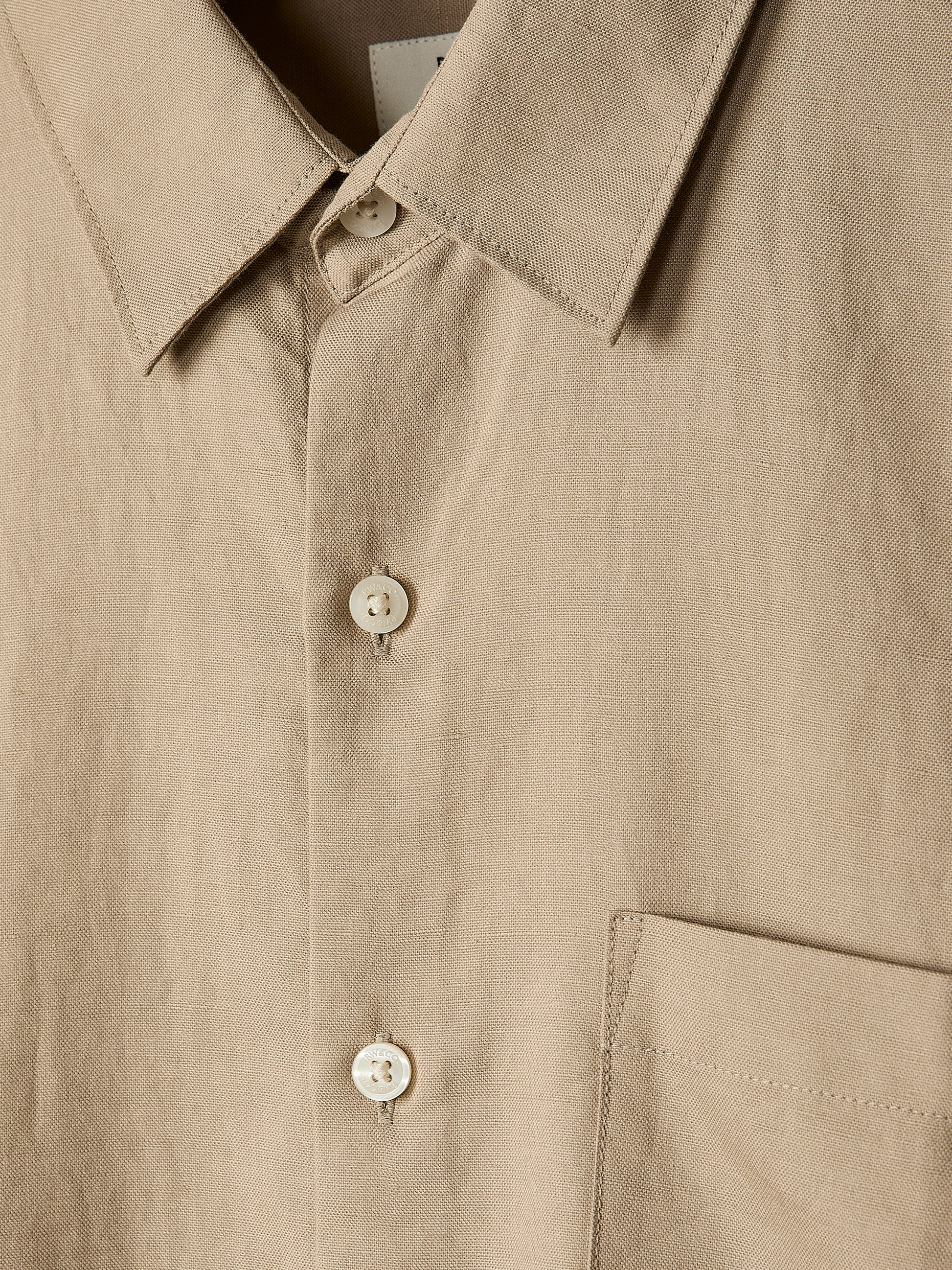 Mens Woven Linen Blend Shirt Regular Fit Short Sleeve