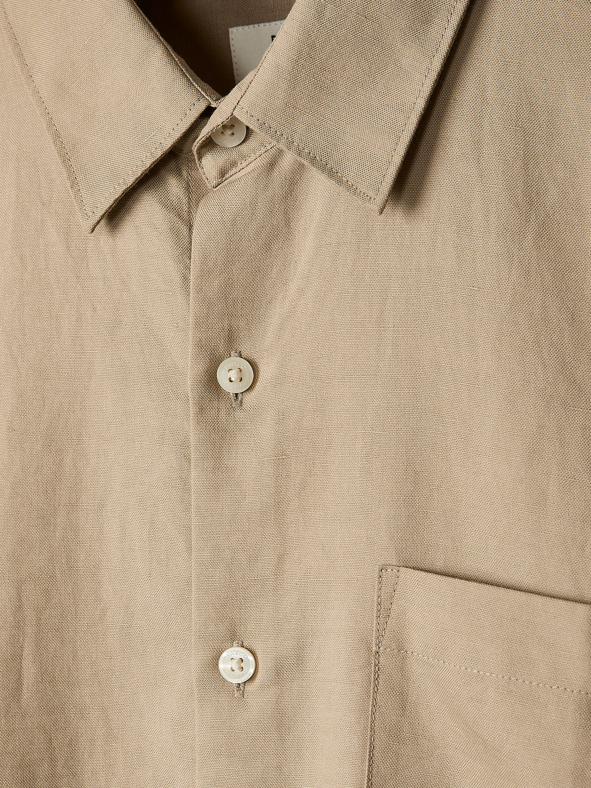 Mens Woven Linen Blend Shirt Regular Fit Short Sleeve