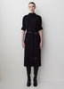 3/4-Sleeve Mock-Neck Belted Midi Dress