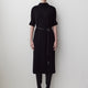 3/4-Sleeve Mock-Neck Belted Midi Dress