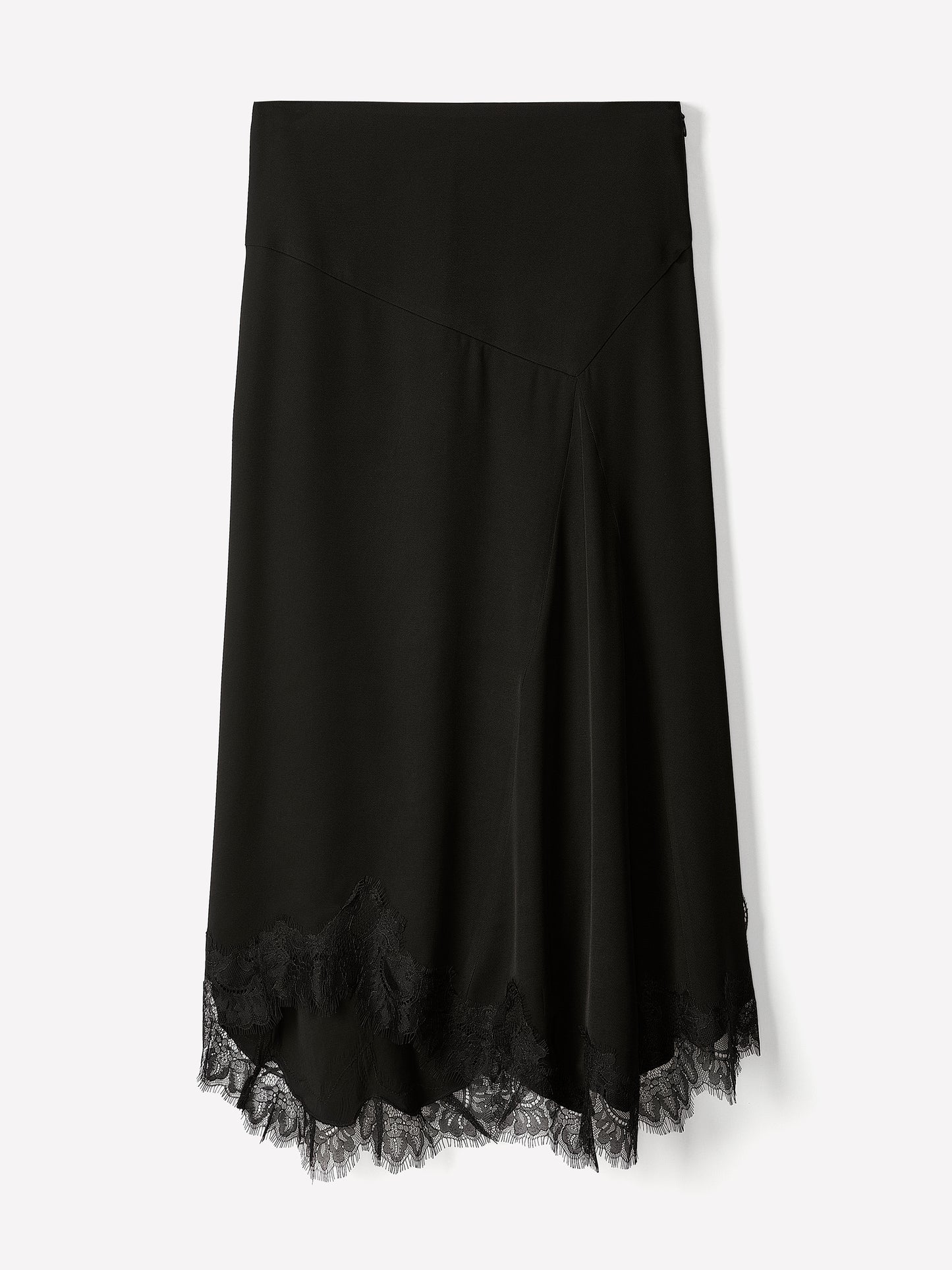 Woven Asymmetrical Lace Skirt in Viscose
