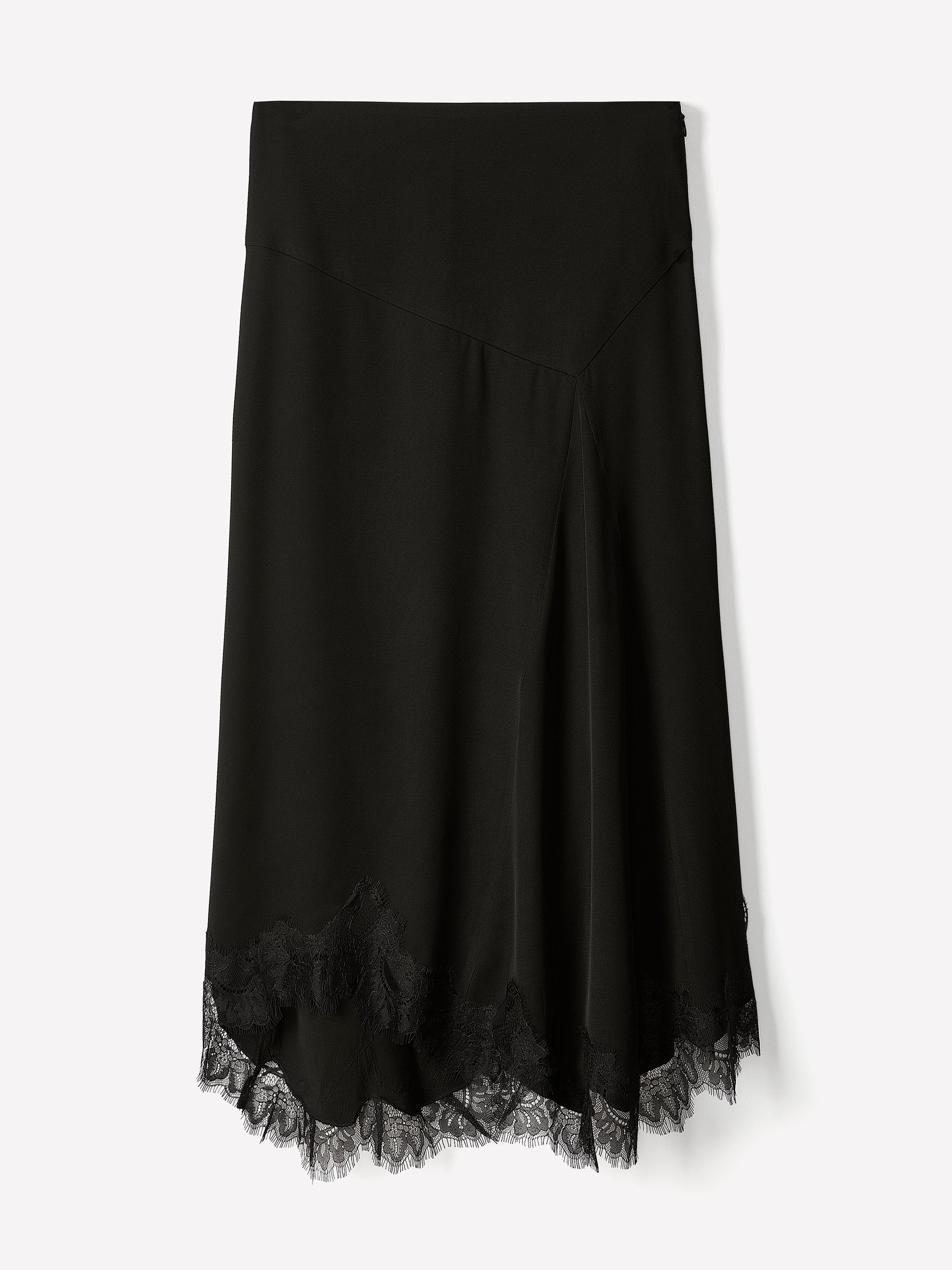 Woven Asymmetrical Lace Skirt in Viscose