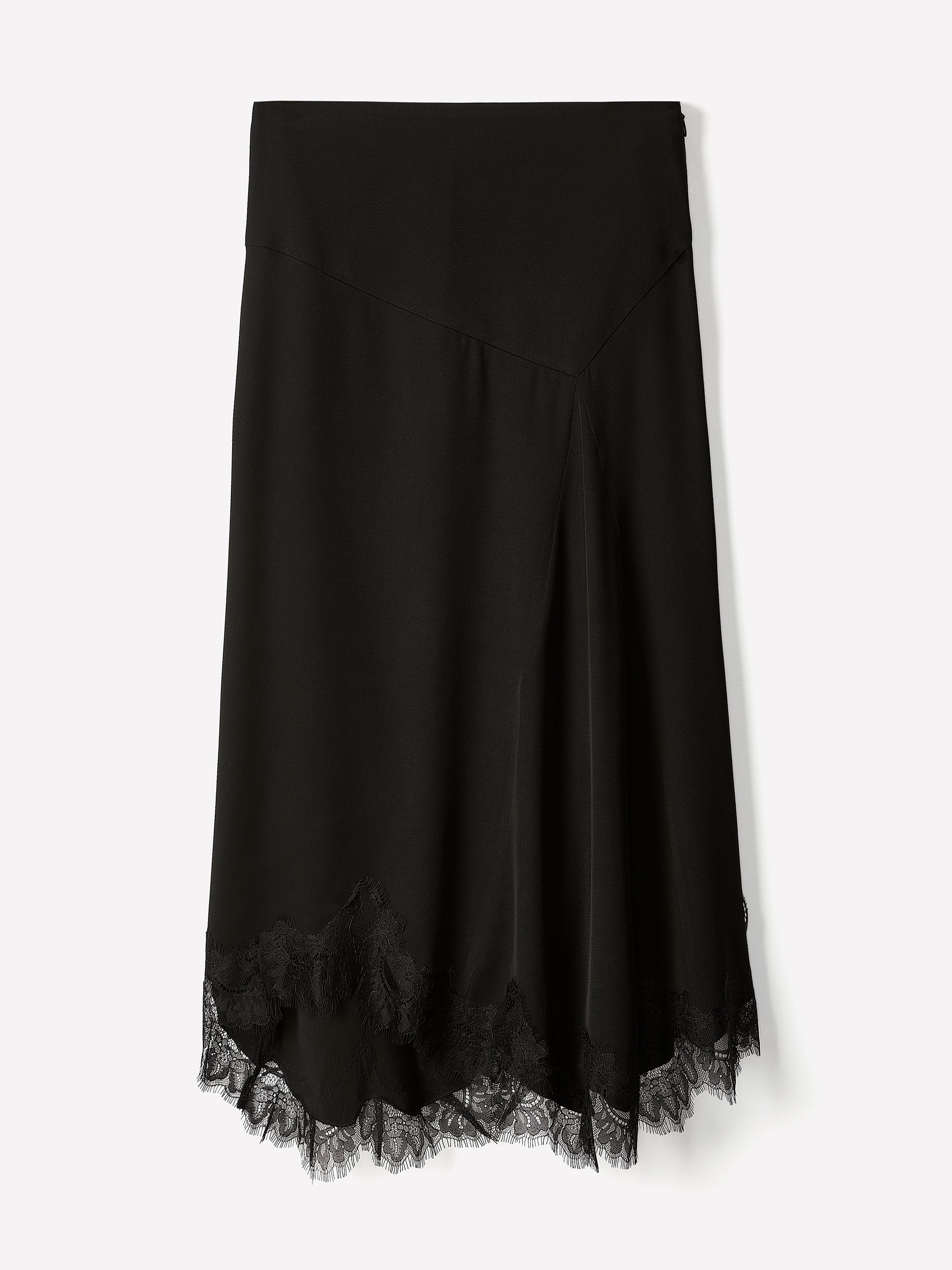 Woven Asymmetrical Lace Skirt in Viscose