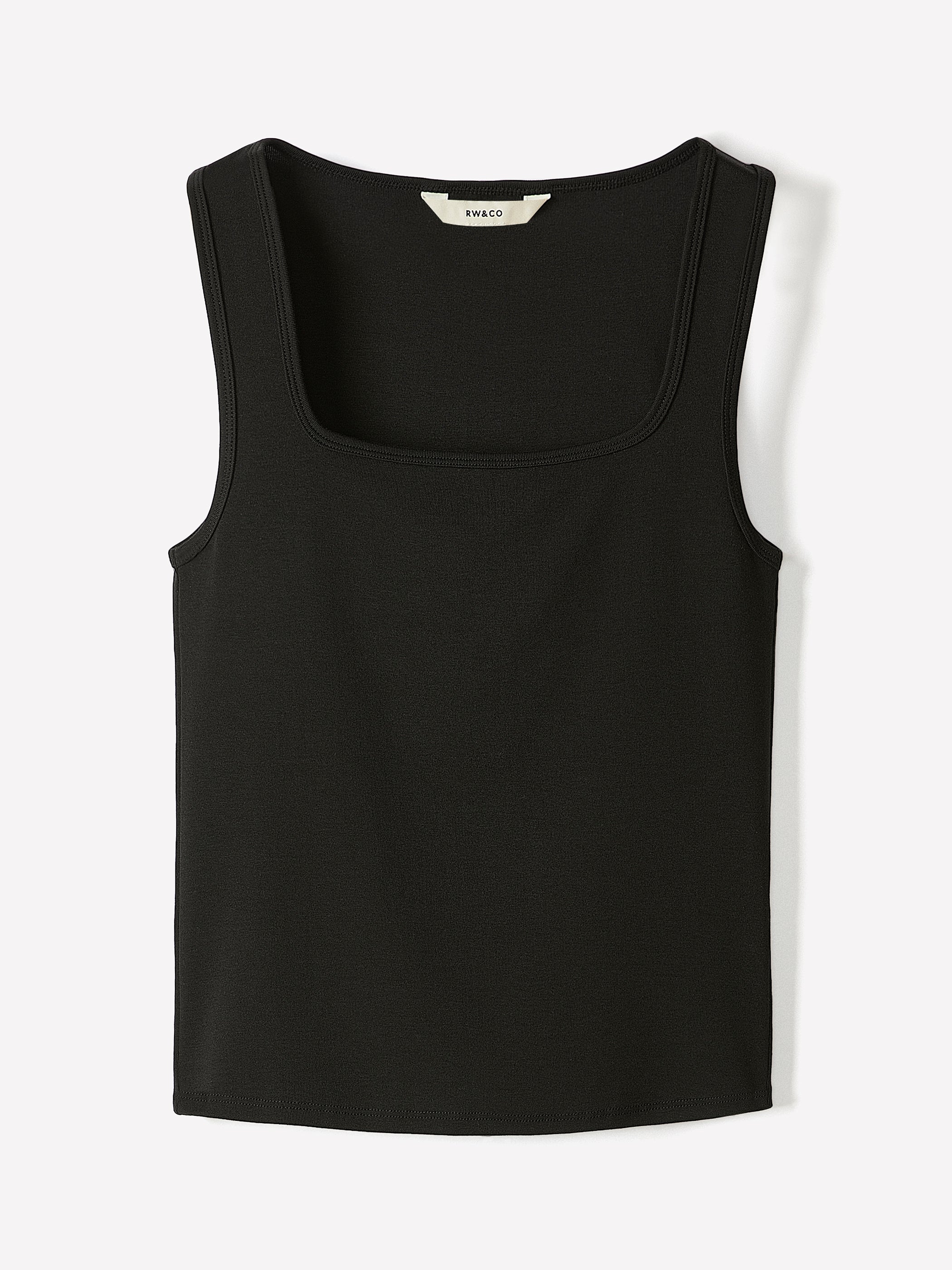 Knit Tank Top Square Neck Cotton Blend