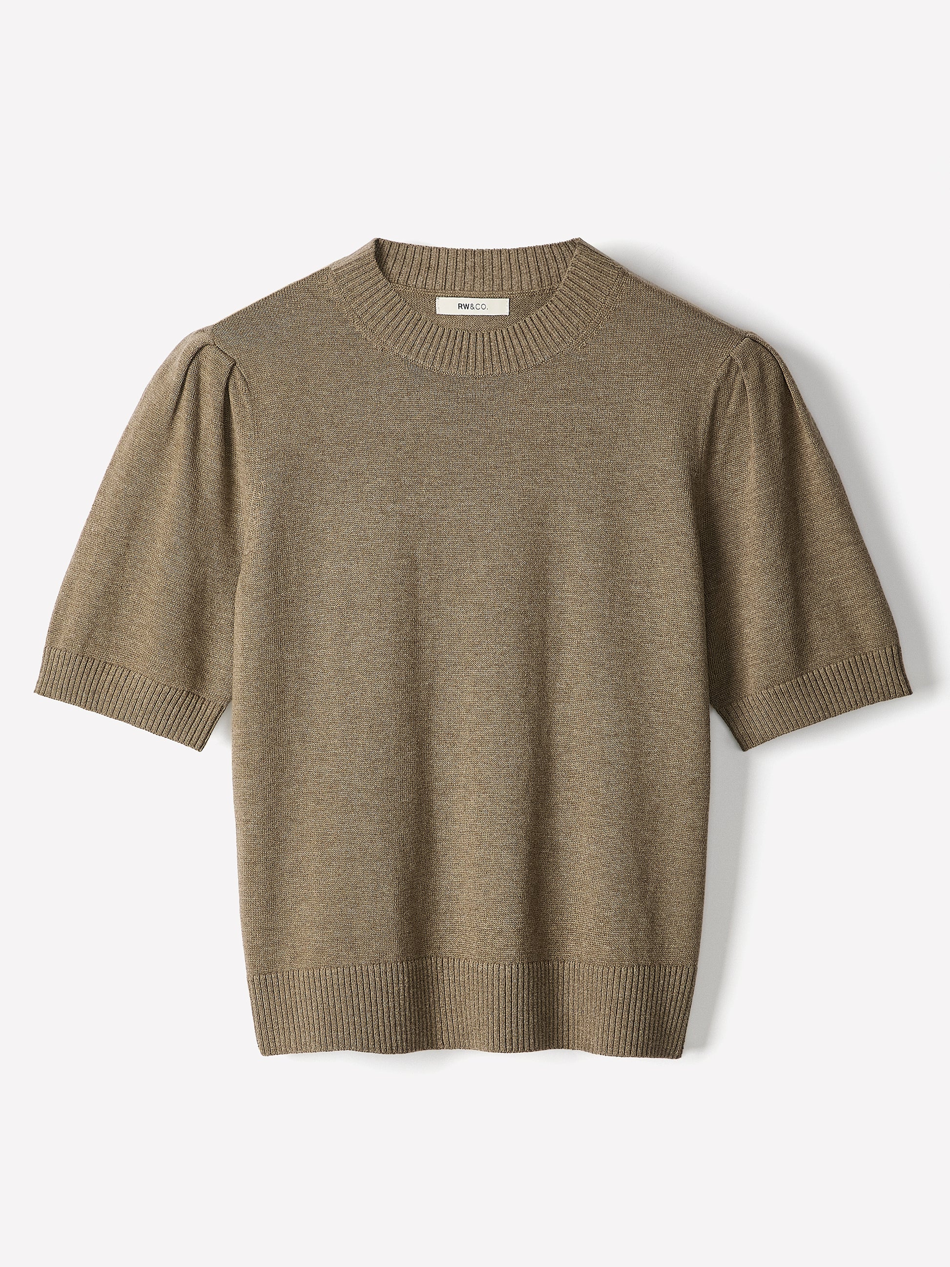 Knit Cotton Blend Crew Neck Sweater