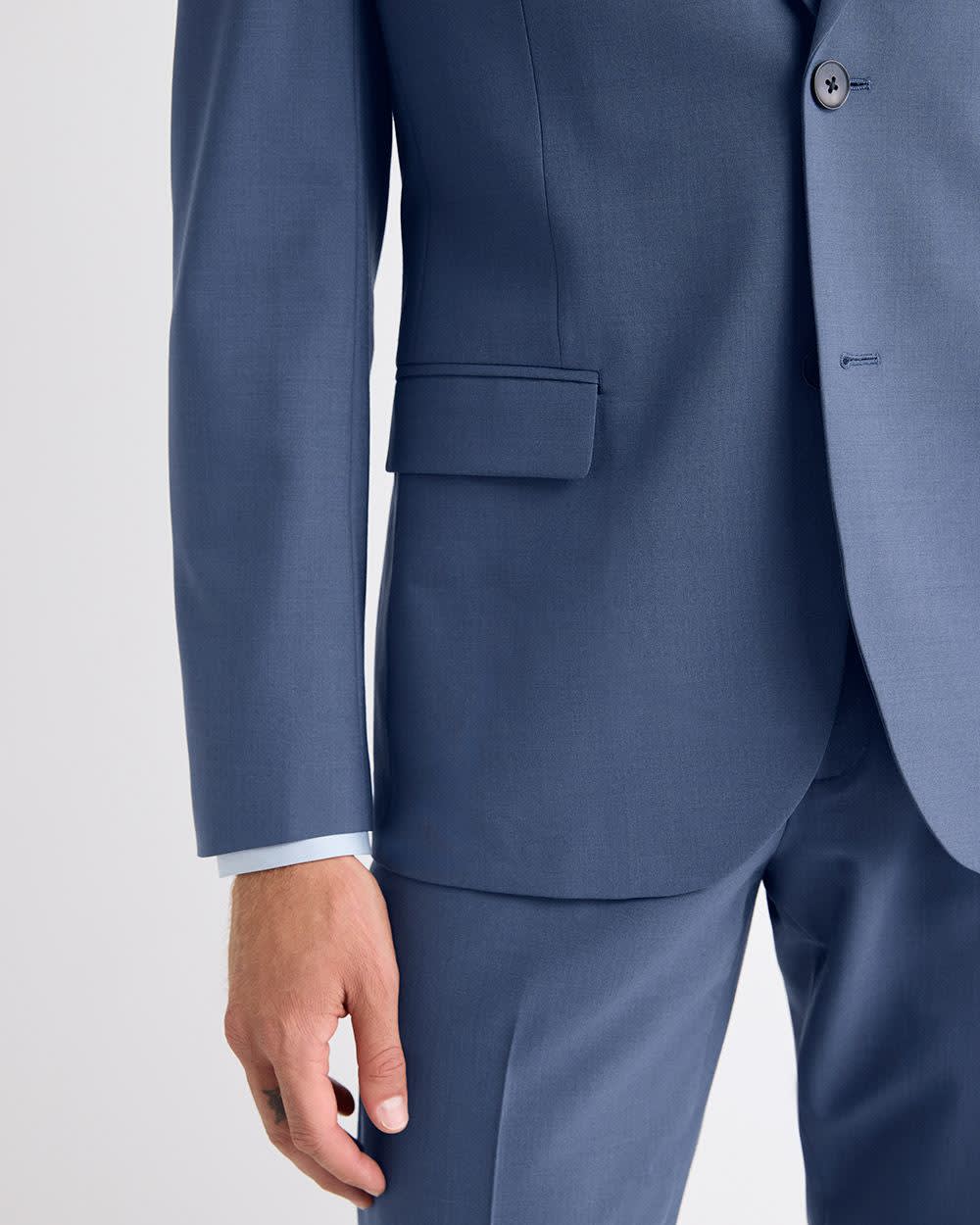 Slim Fit Blue Wool-Blend Suit Blazer