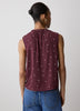 Sleeveless Buttoned-Down Blouse with Ruffled Trim
