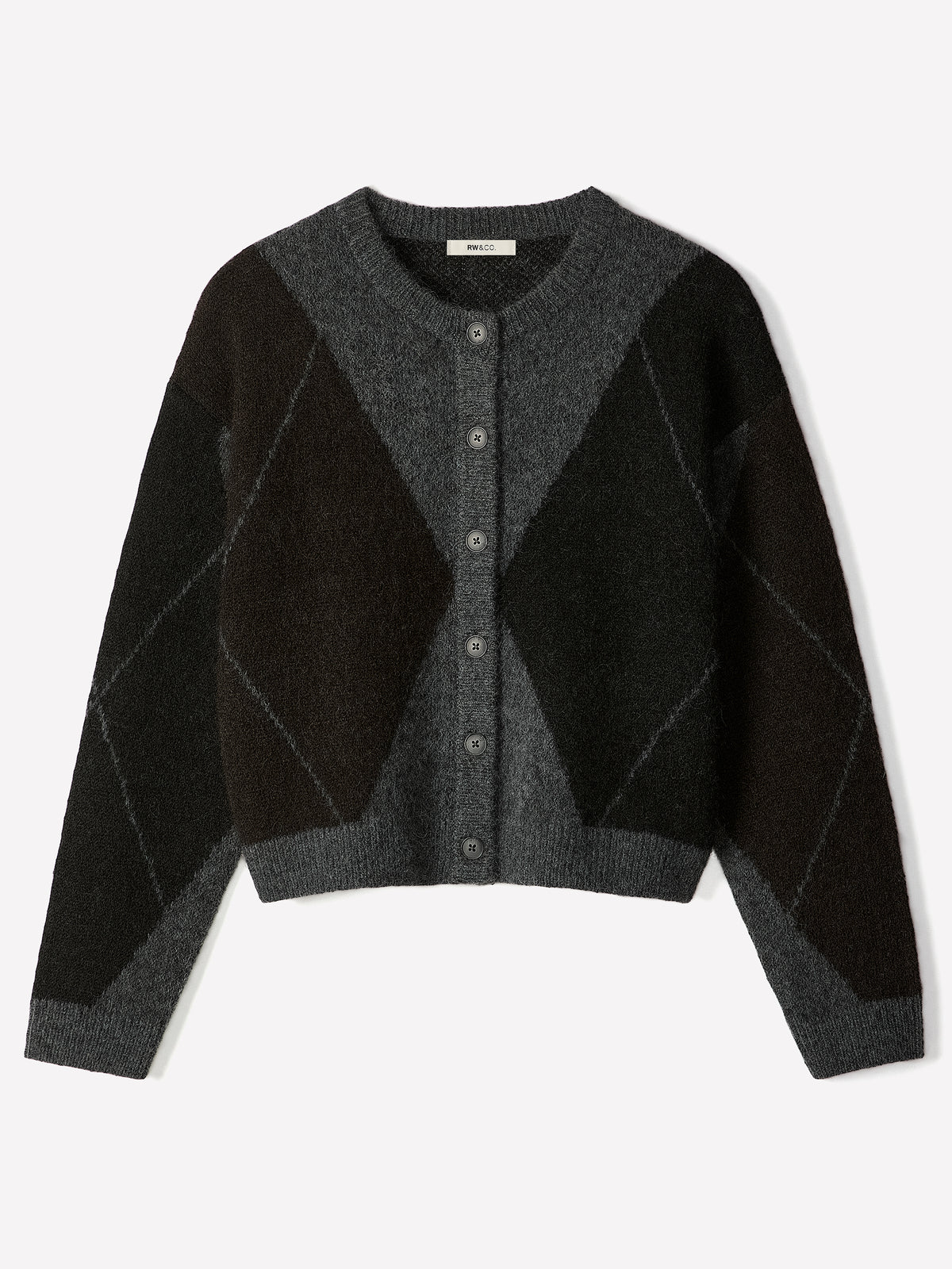 Knit Cardigan with Argyle Pattern, Wool Blend