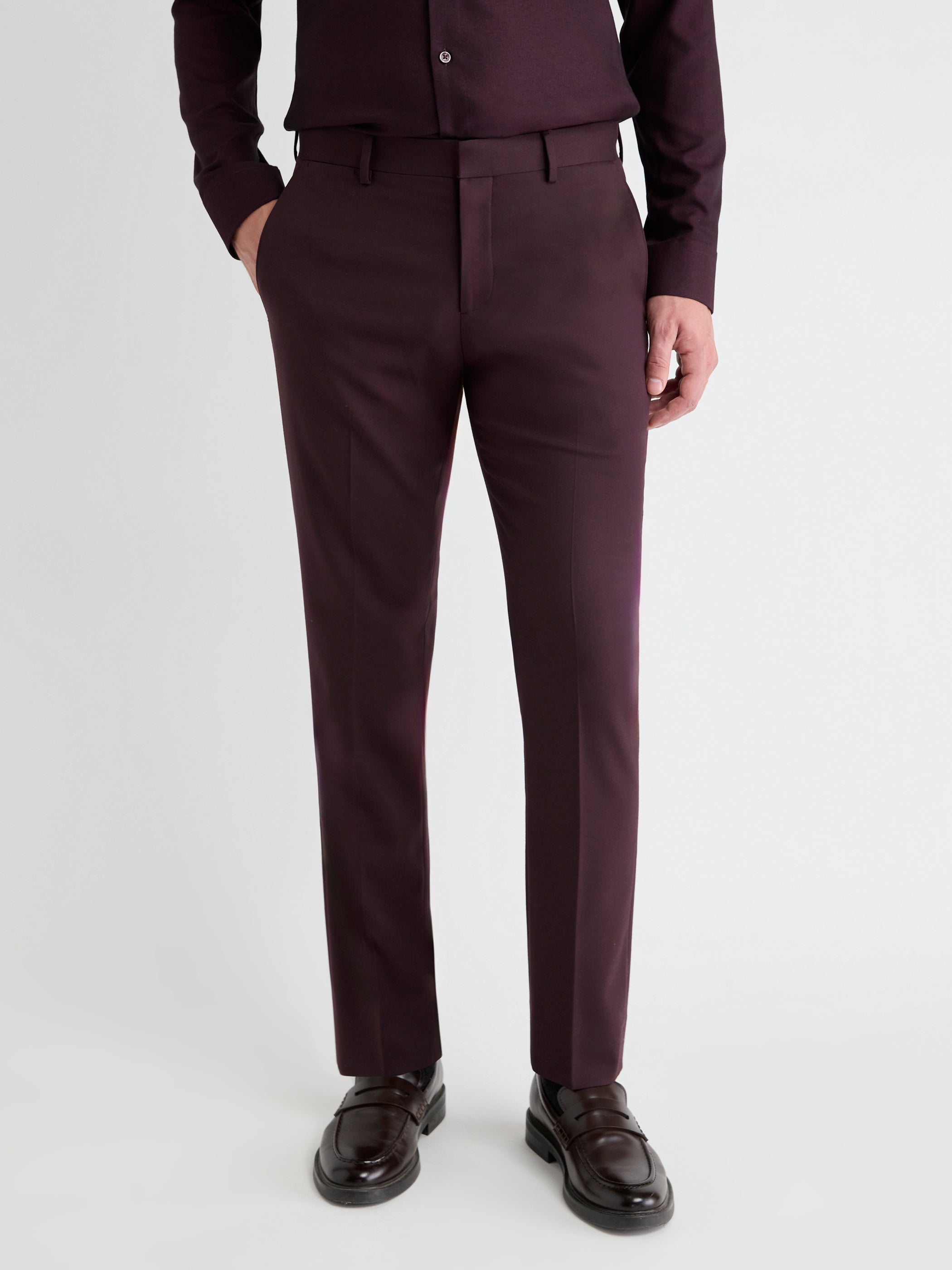 Pantalon de Complet Figue à Coupe Étroite