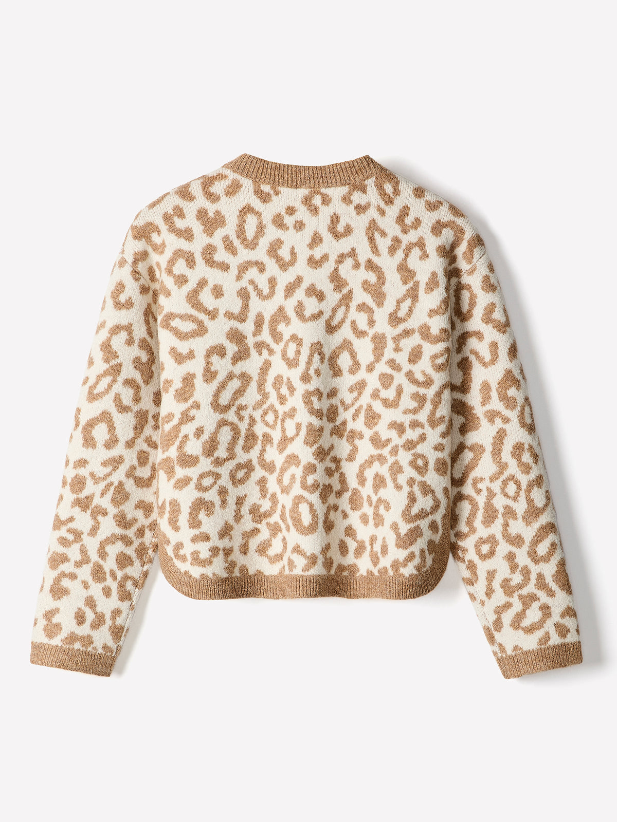 Knit Leopard Print Cardigan with Long Sleeves