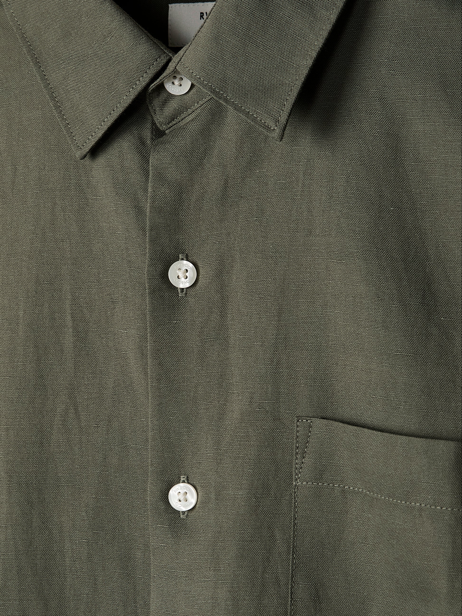 Mens Woven Linen Blend Shirt Regular Fit Short Sleeve