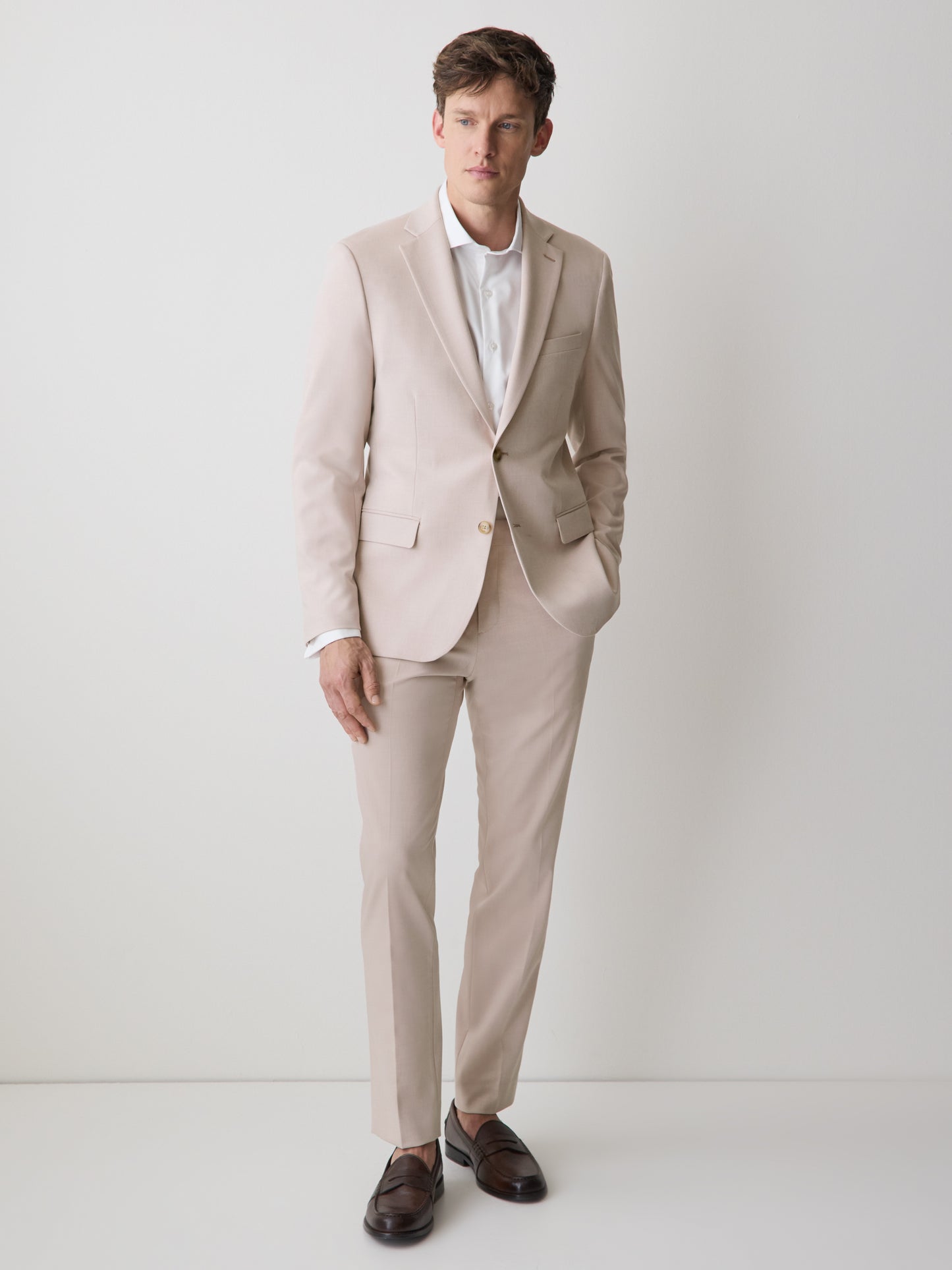 Slim-Fit Light Pink Suit Blazer